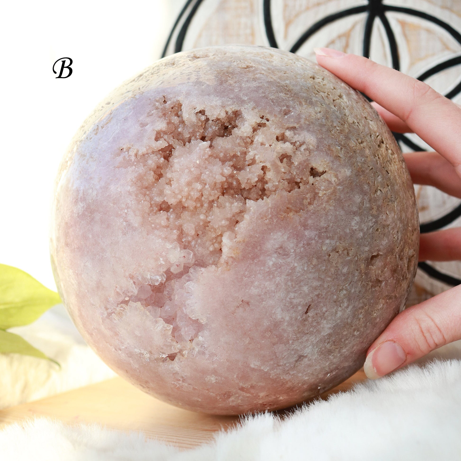 Pink Amethyst Sphere with Wooden Stand | Pink Amethyst Crystal