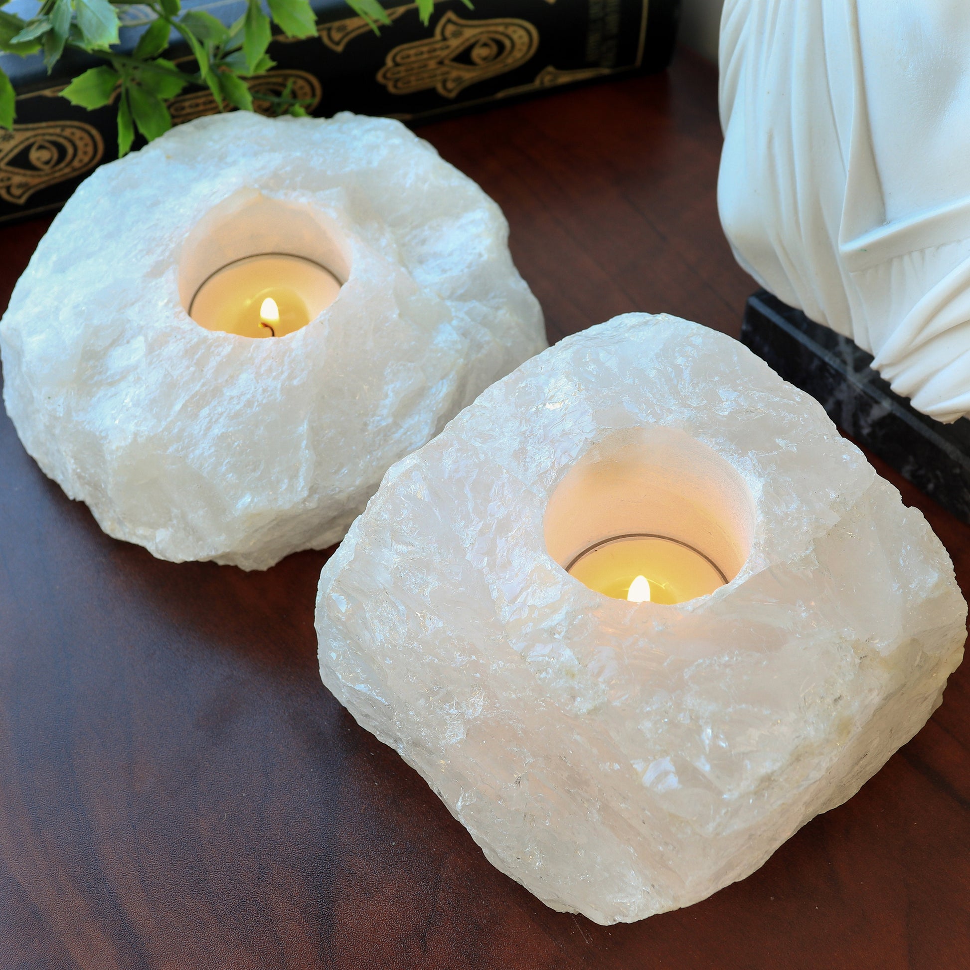 Quartz Candle holder Home Decor Piece | Uplifting Crystal for Healing Intentions