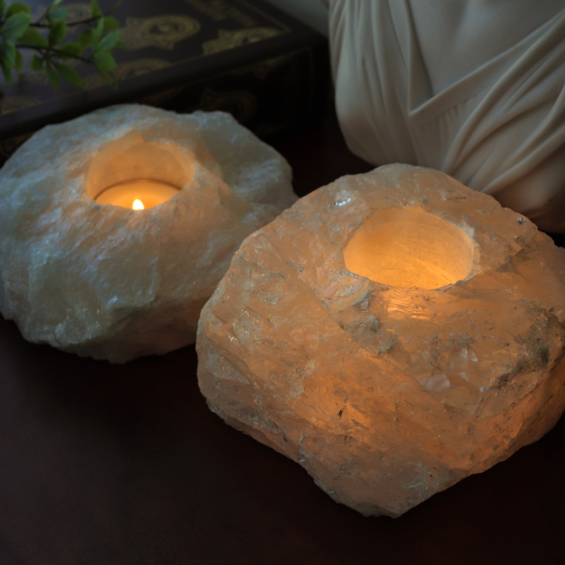 Quartz Candle holder Home Decor Piece | Uplifting Crystal for Healing Intentions