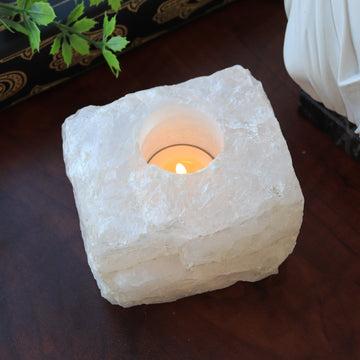 Quartz Candle holder Home Decor Piece | Uplifting Crystal for Healing Intentions