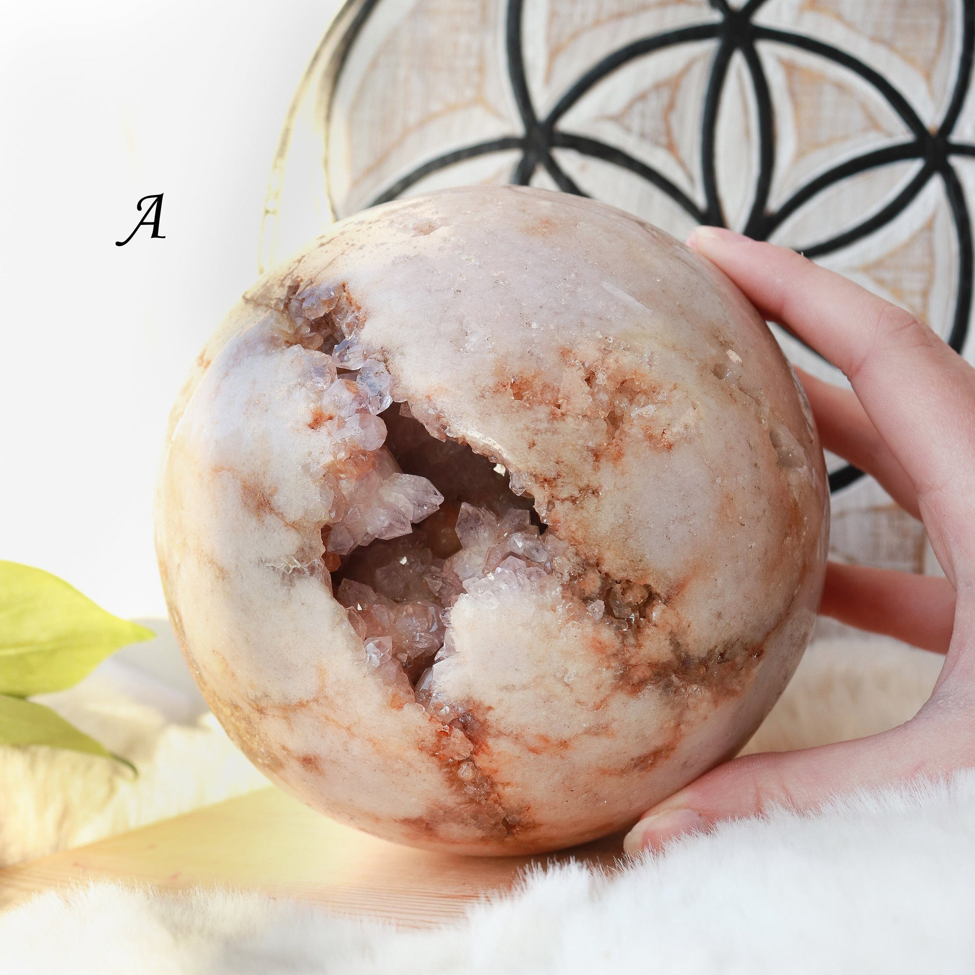 Pink Amethyst Sphere with Wooden Stand | Pink Amethyst Crystal