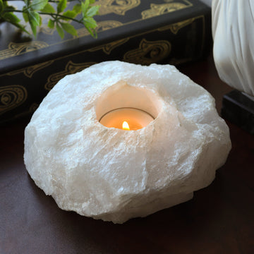 Quartz Candle holder Home Decor Piece | Uplifting Crystal for Healing Intentions