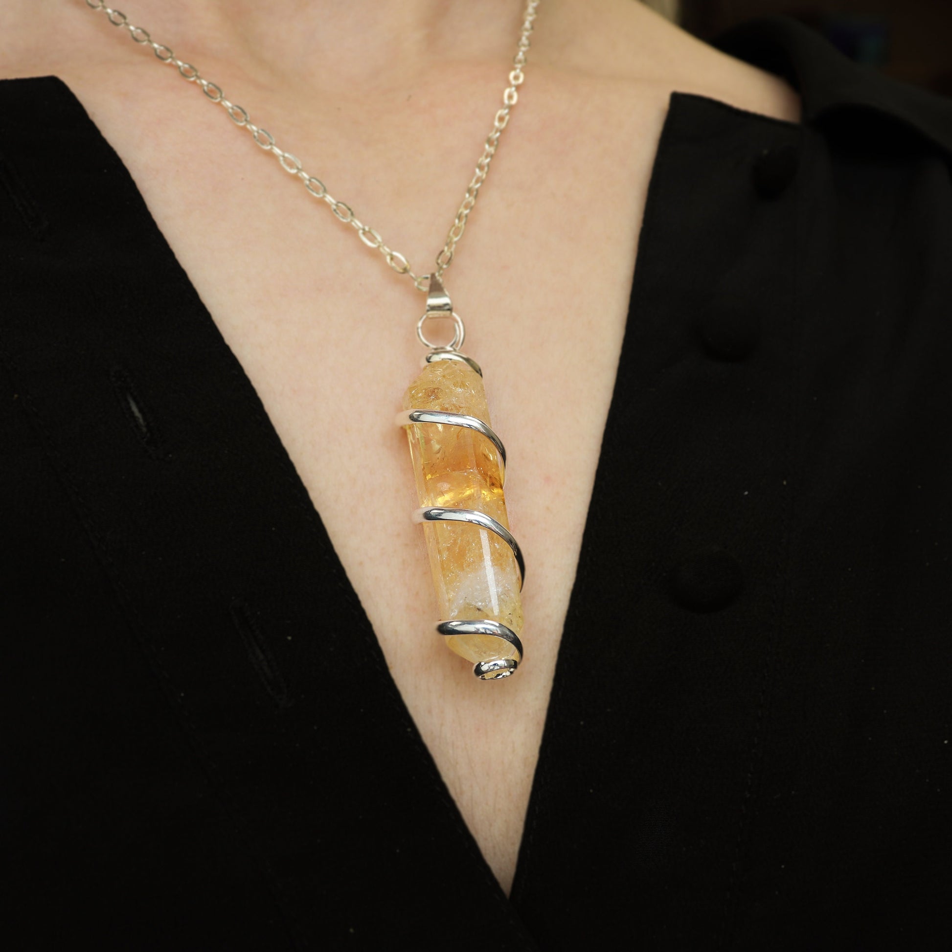 Citrine Pendant | Silver Wrapped | A Comforting Gift