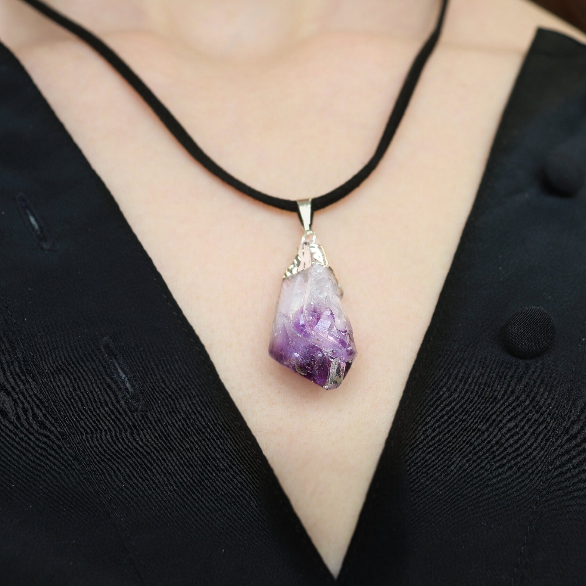 Amethyst Crystal Pendant | Birthstone Gift For Her | Purple Gemstone Necklace