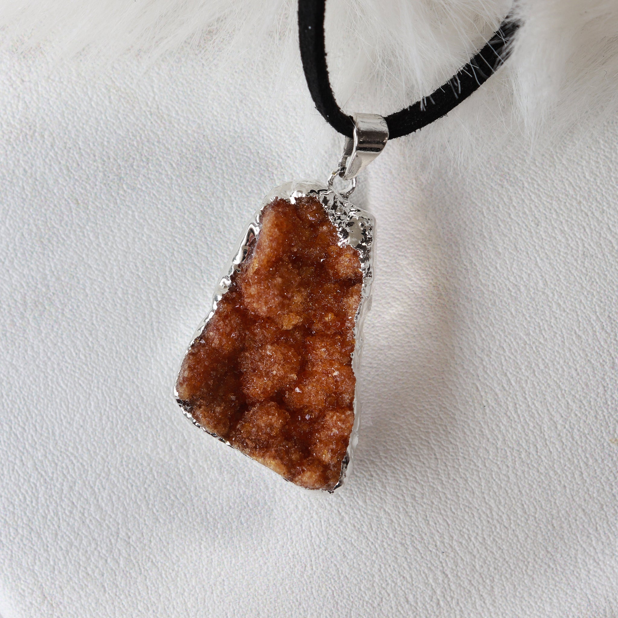 Citrine Cluster Pendant Necklace, 925 Sterling Silver Chain, Abundance & Productivity