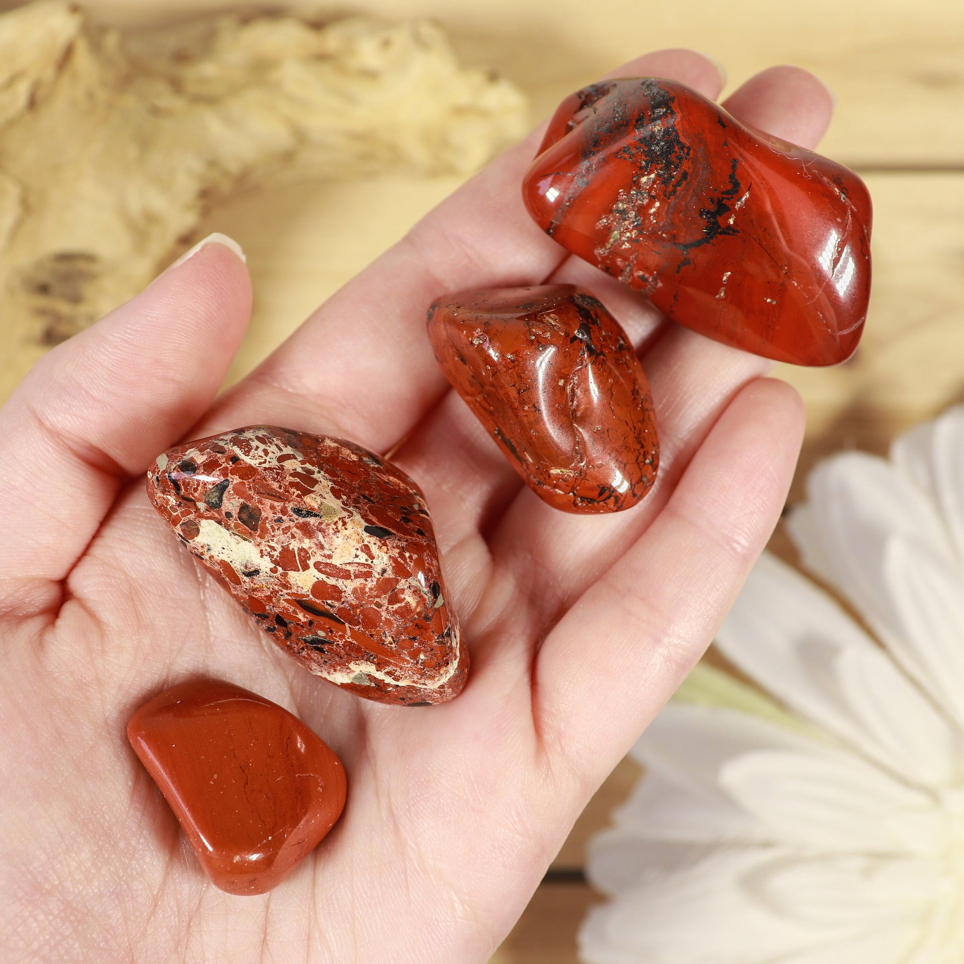 Wholesale Lot of Brecciated Jasper Tumbled Stones, Natural Polished Gemstone, Jewelry, DIY, Ethically Sourced