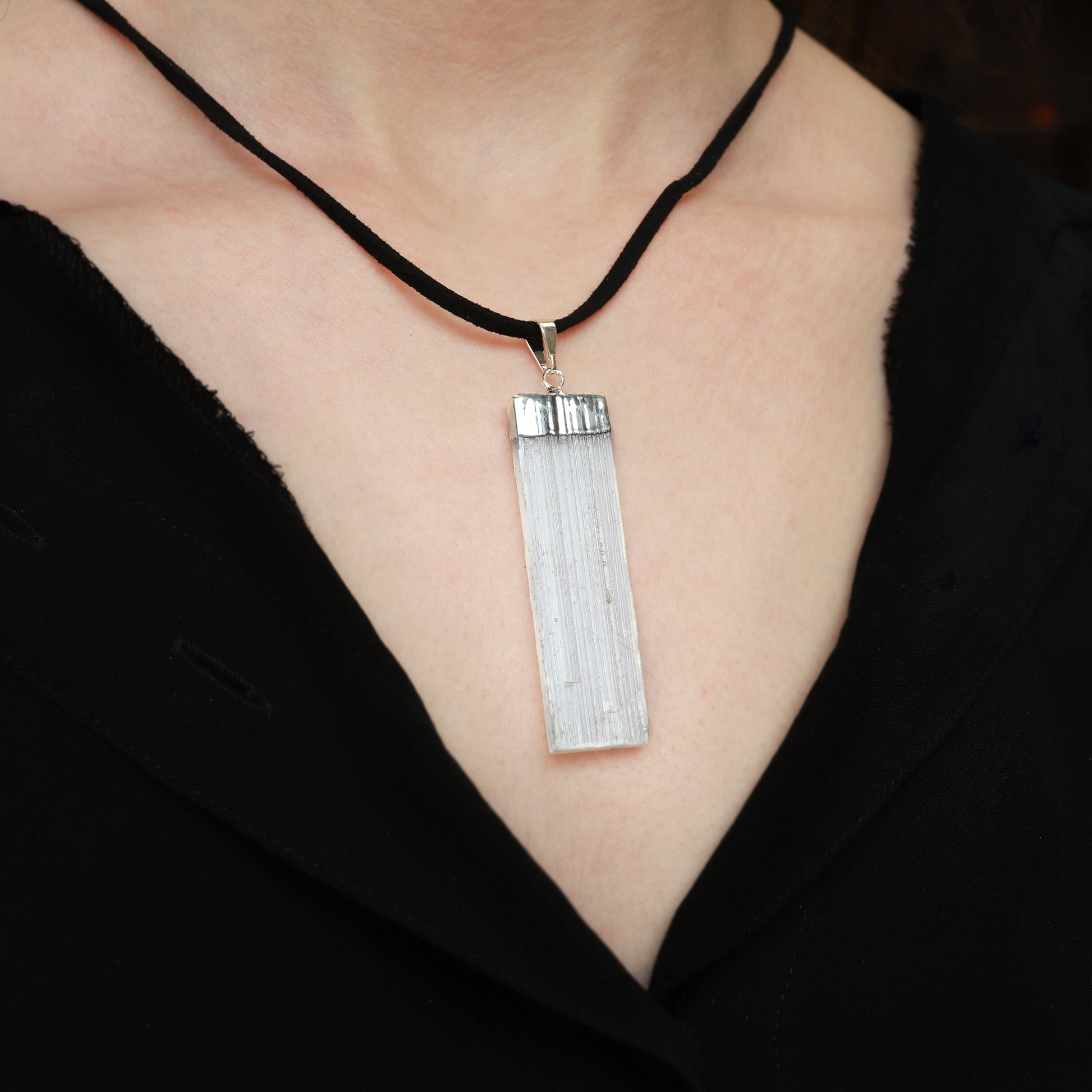 Natural Selenite Necklace, Gift of Protection, Real Crystal Jewelry