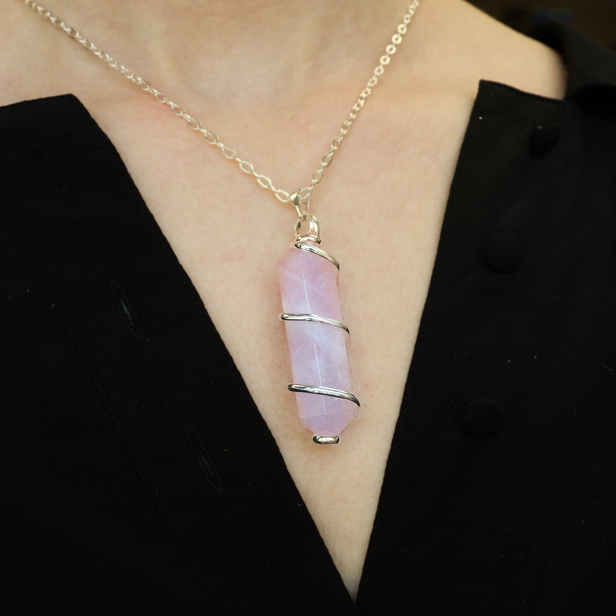 Rose Quartz Pendant | Natural Crystal Jewelry | Necklace for Her