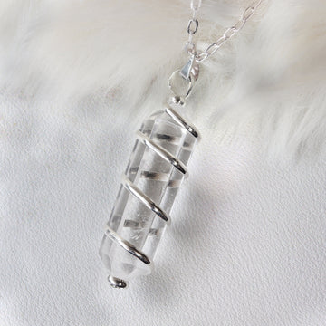 Clear Quartz Wrapped Necklace, Gold Plated Wrapped, Healing and Protection, Real Crystal Jewelry, Ethically Sourced