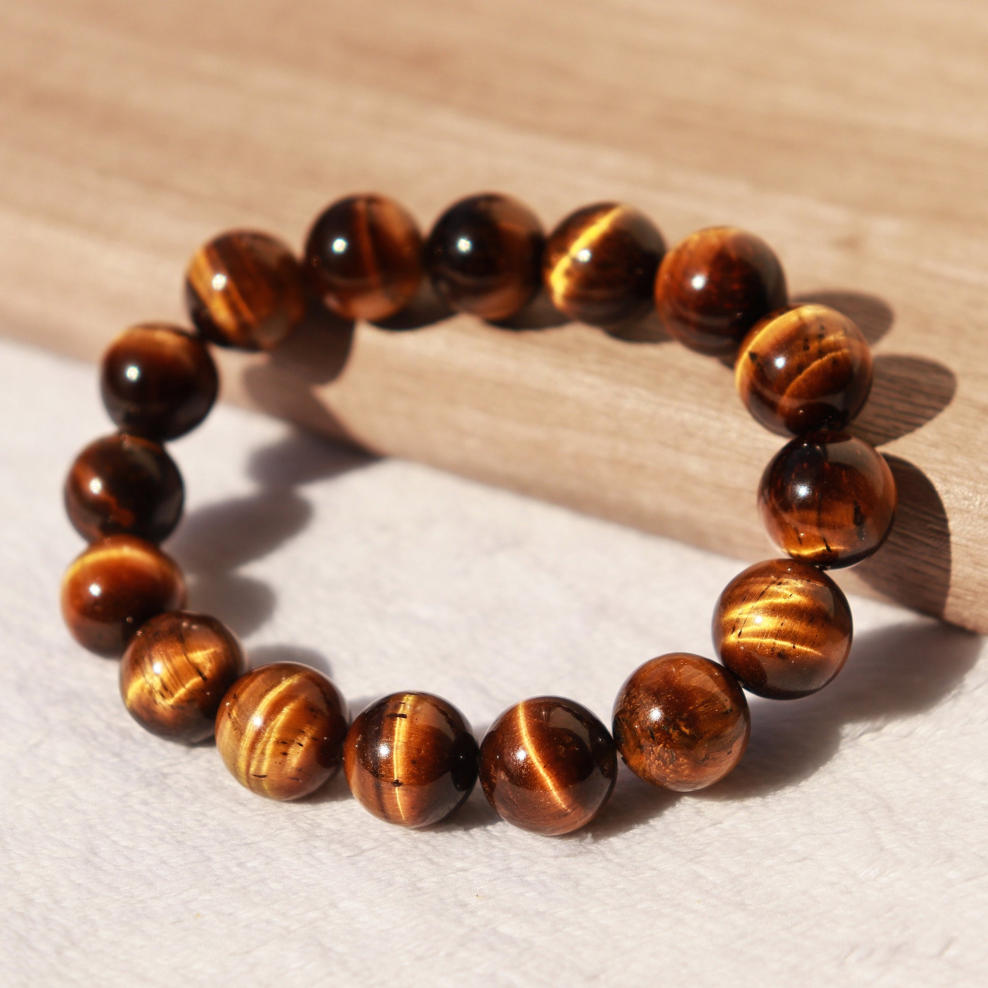 Genuine Tigers Eye Gemstone Bracelet, Grounding & Protection Crystal, Beginner Crystal - SOLD PER PIECE