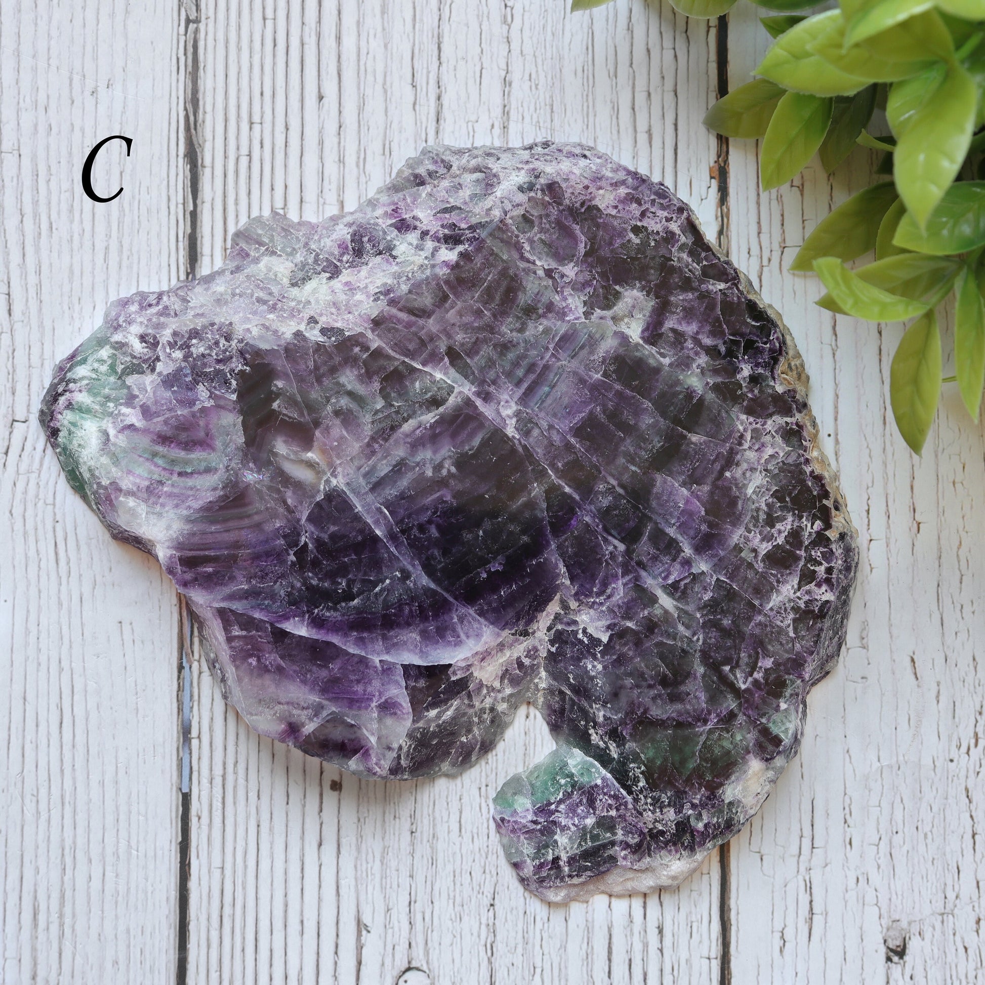 Fluorite Base Slab with Small Rainbow Inclusions, Ethically Sourced, Heart and Crown Chakra, Pick your Own