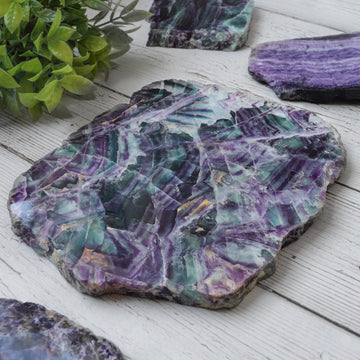Fluorite Base Slab with Small Rainbow Inclusions, Ethically Sourced, Heart and Crown Chakra, Pick your Own
