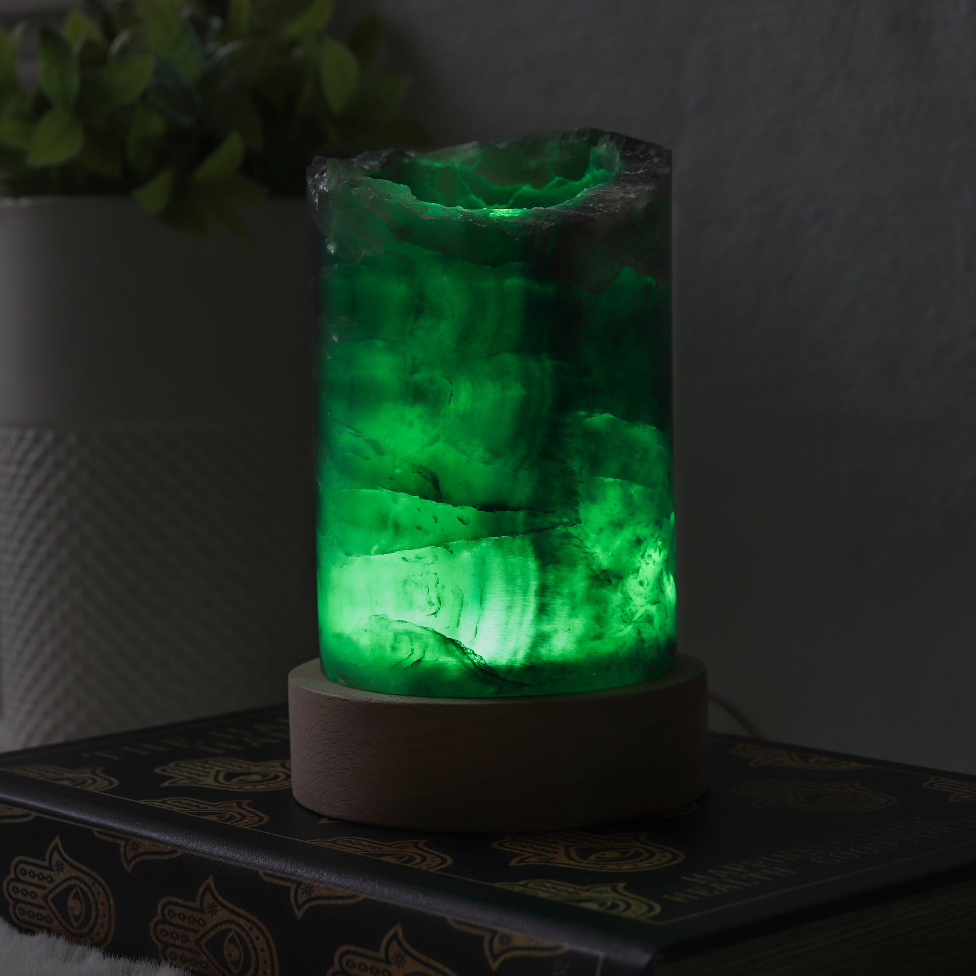 Fluorite LED Lamp, Purple and Green Fluorite, Maximalist Home Decor, Ethically Sourced, Housewarming Gift