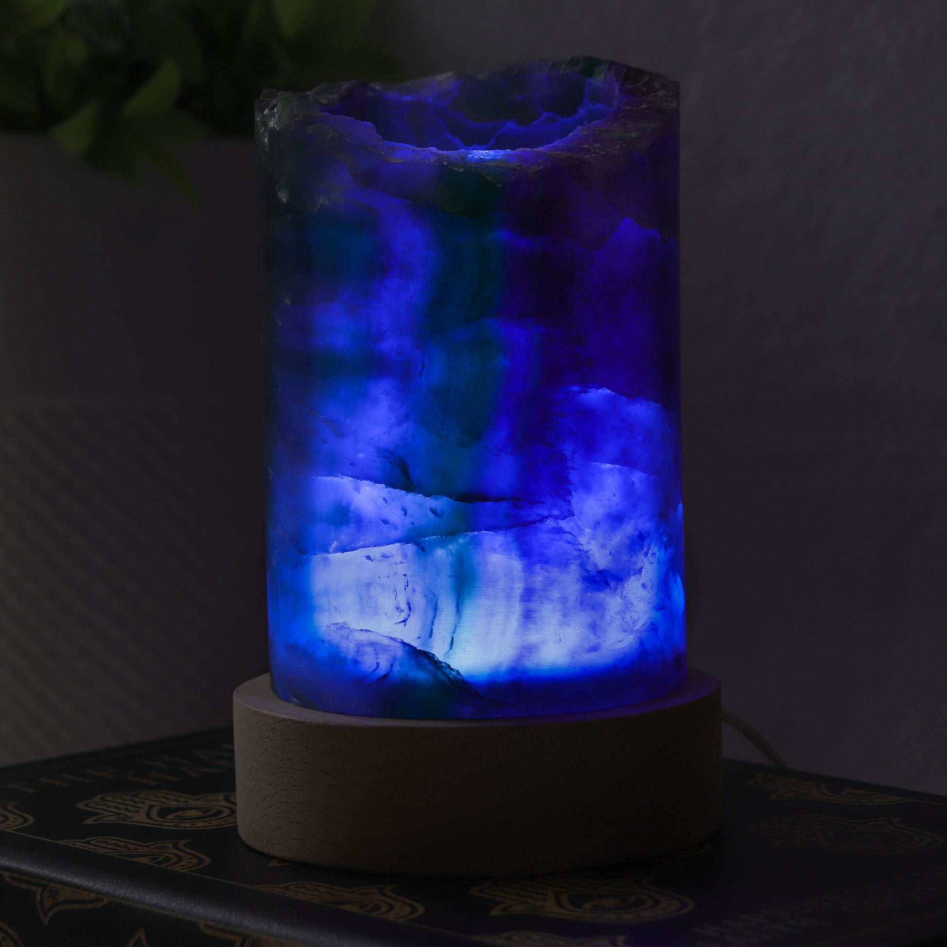 Fluorite LED Lamp, Purple and Green Fluorite, Maximalist Home Decor, Ethically Sourced, Housewarming Gift