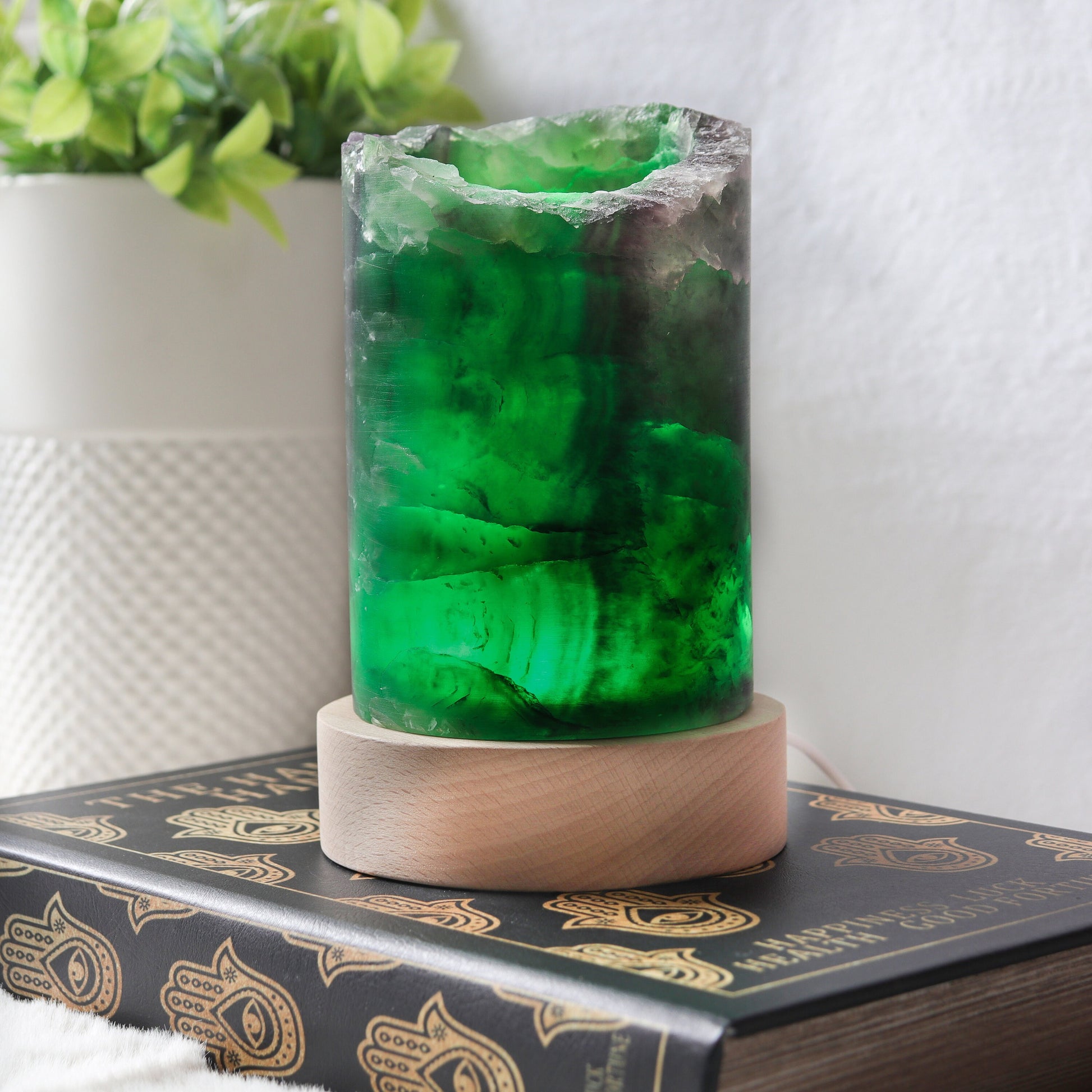 Fluorite LED Lamp, Purple and Green Fluorite, Maximalist Home Decor, Ethically Sourced, Housewarming Gift