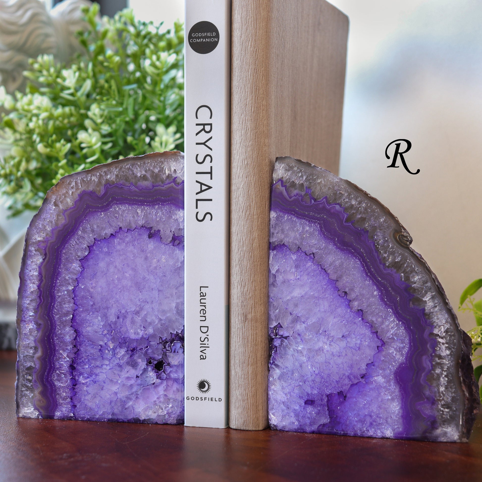 Crystal Agate Bookends, Purple Bookends, Spiritual Home Decor, Ethically Sourced - PICK YOUR OWN