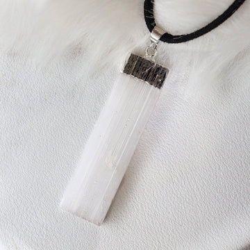 Natural Selenite Necklace, Gift of Protection, Real Crystal Jewelry