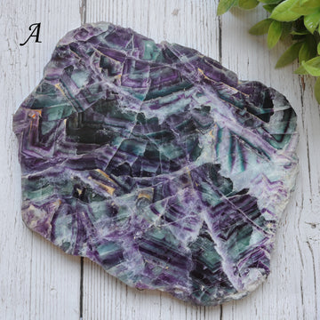 Fluorite Base Slab with Small Rainbow Inclusions, Ethically Sourced, Heart and Crown Chakra, Pick your Own