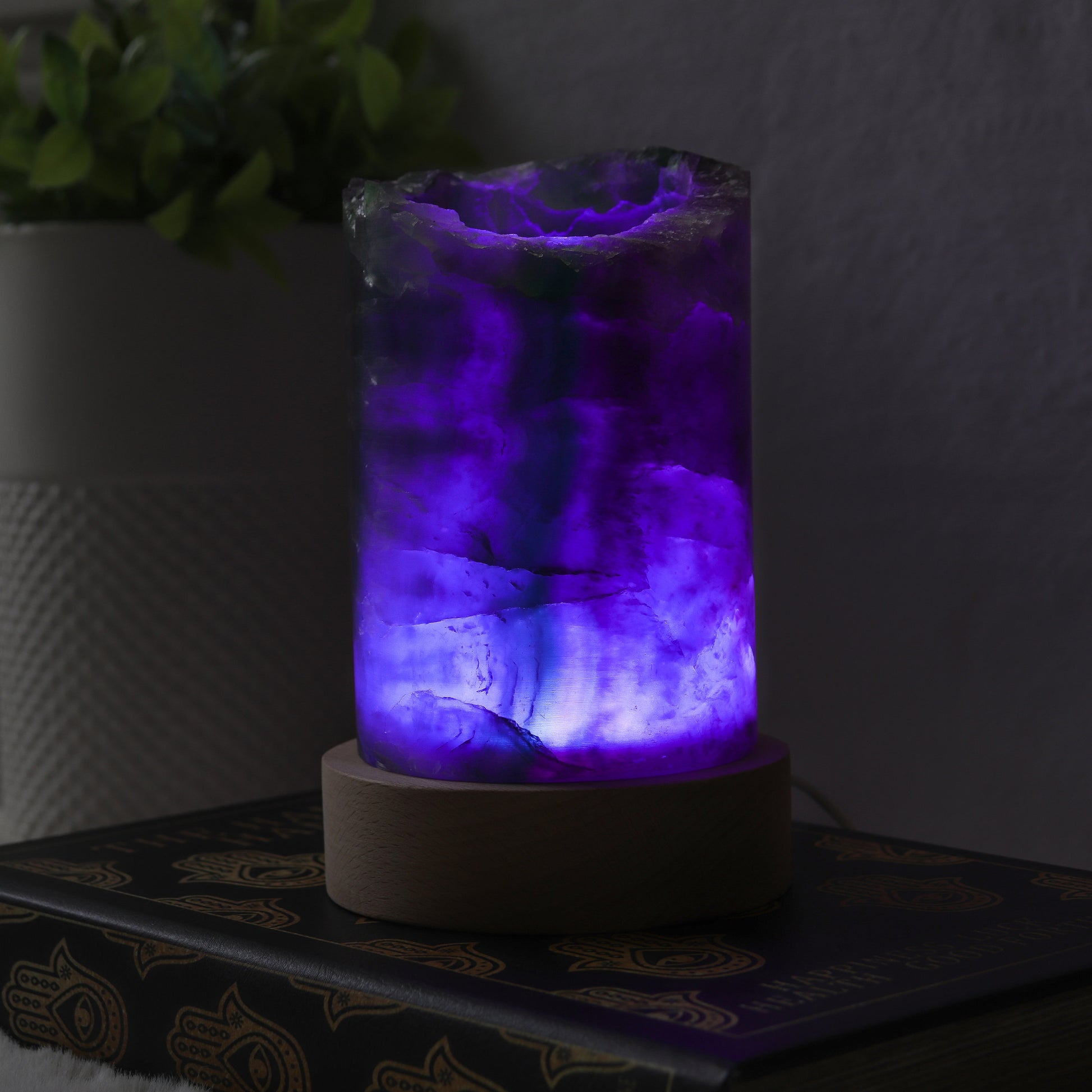 Fluorite LED Lamp, Purple and Green Fluorite, Maximalist Home Decor, Ethically Sourced, Housewarming Gift