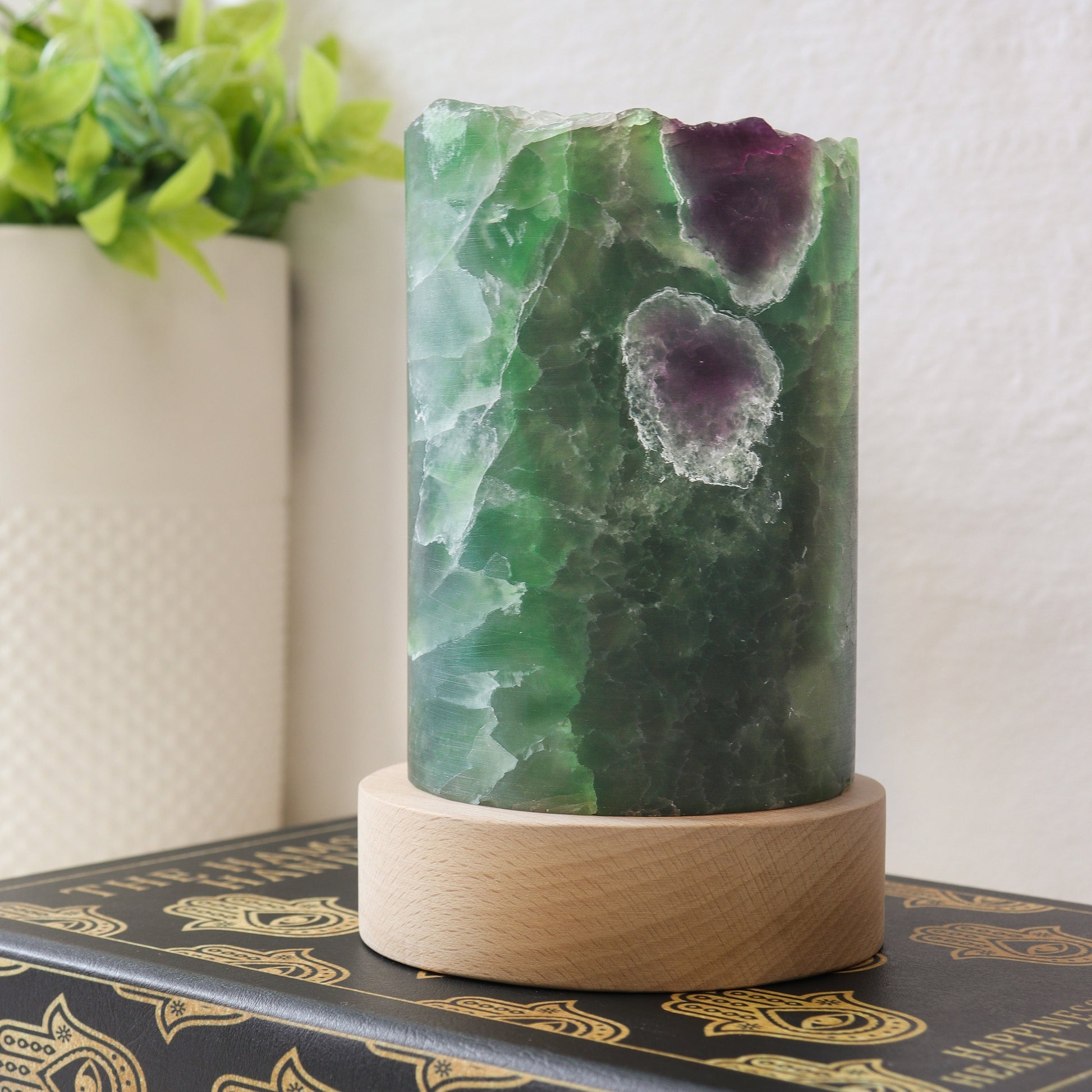 Fluorite LED Lamp, Purple and Green Fluorite, Maximalist Home Decor, Ethically Sourced, Housewarming Gift