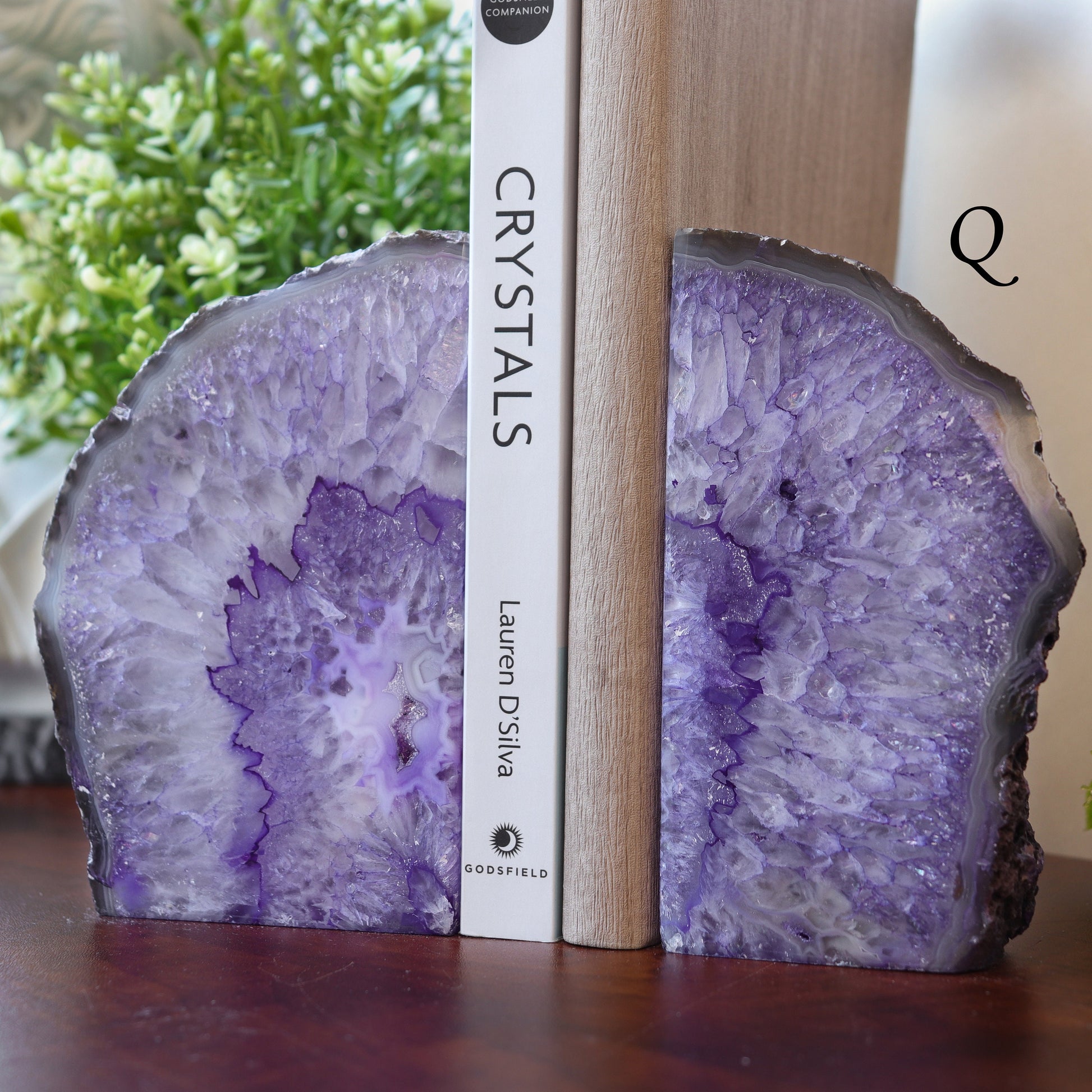 Crystal Agate Bookends, Purple Bookends, Spiritual Home Decor, Ethically Sourced - PICK YOUR OWN