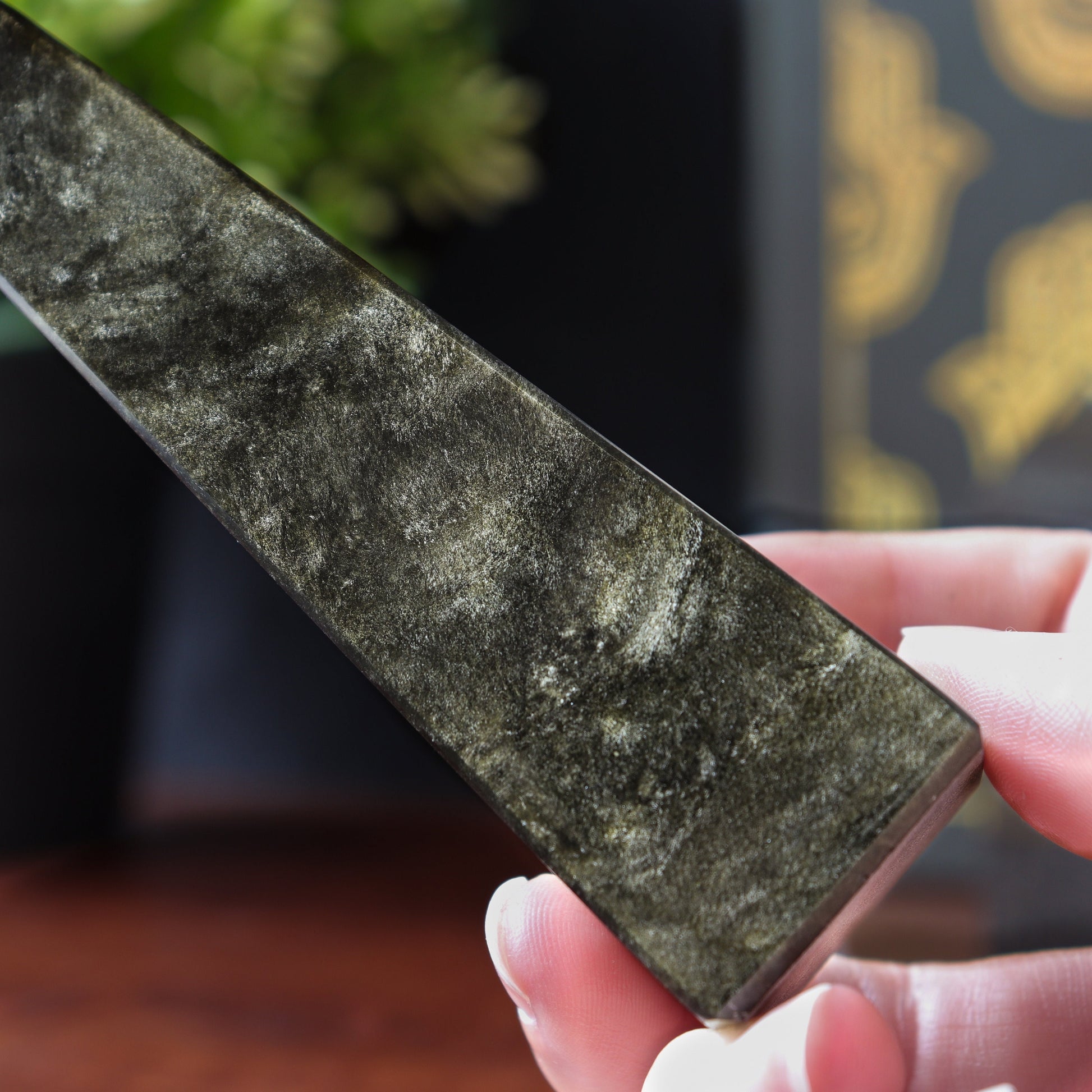 Golden Sheen Obsidian Tower - Obsidian Crystal Obelisk - Golden Sheen Obsidian for Healing