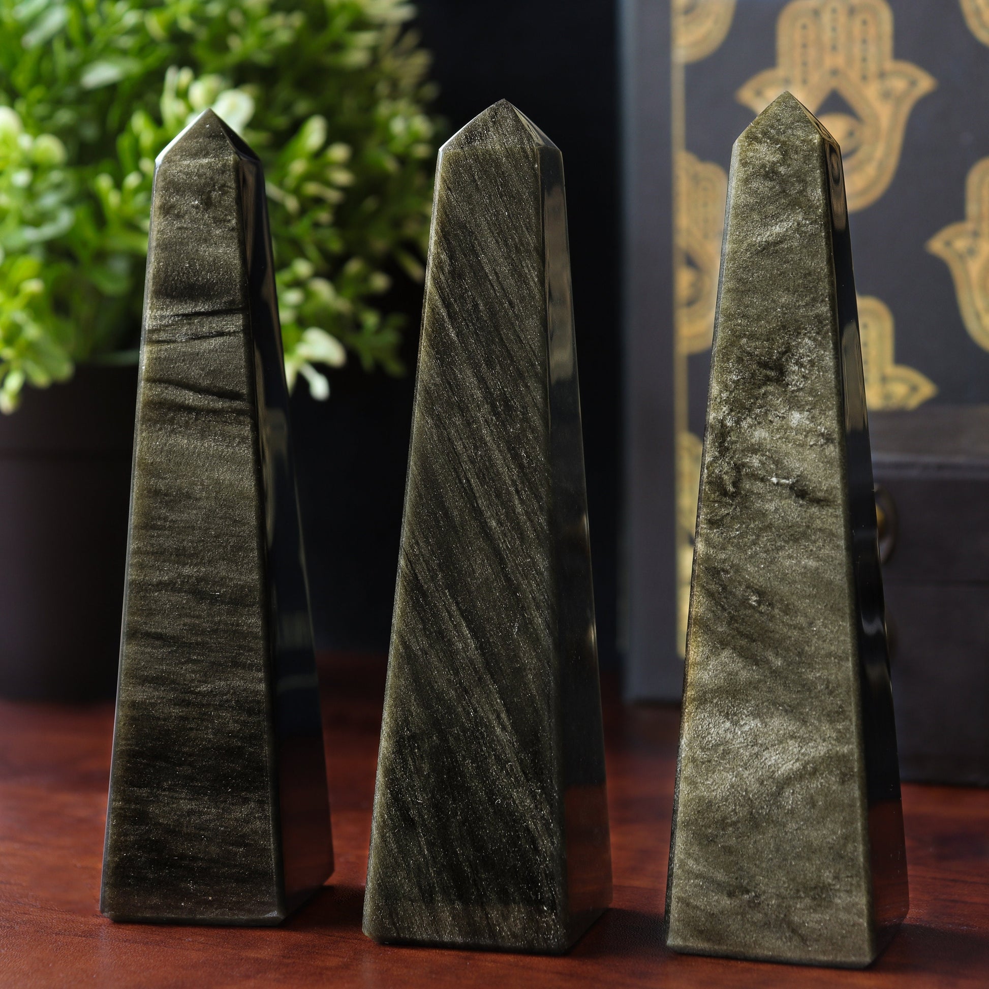 Golden Sheen Obsidian Tower - Obsidian Crystal Obelisk - Golden Sheen Obsidian for Healing