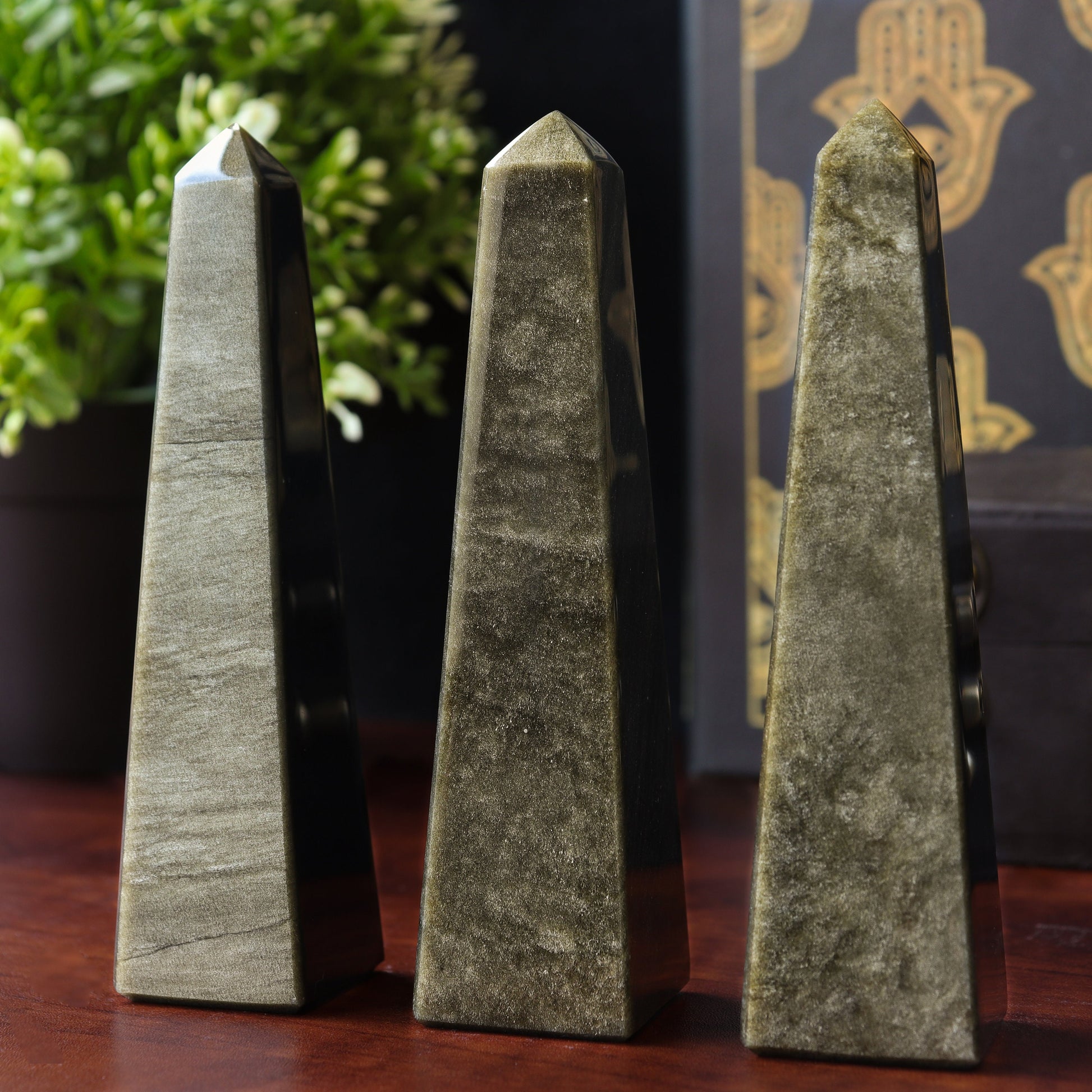 Golden Sheen Obsidian Tower - Obsidian Crystal Obelisk - Golden Sheen Obsidian for Healing