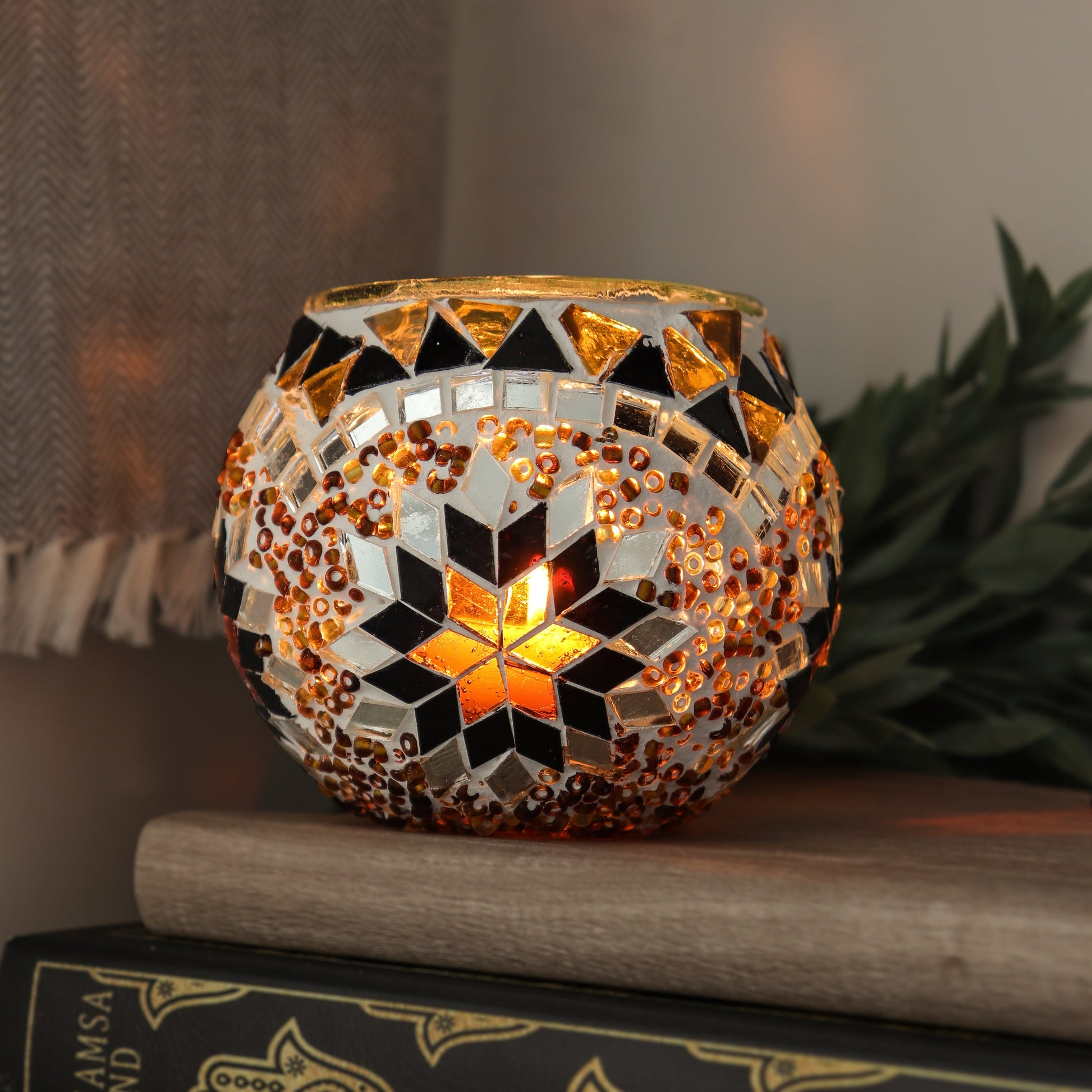 Hand Made Mosaic Glass Candle Holder from Turkey, Bohemian, Boho Chic, Hippie Aesthetic, Unique Mosaic Home Decor