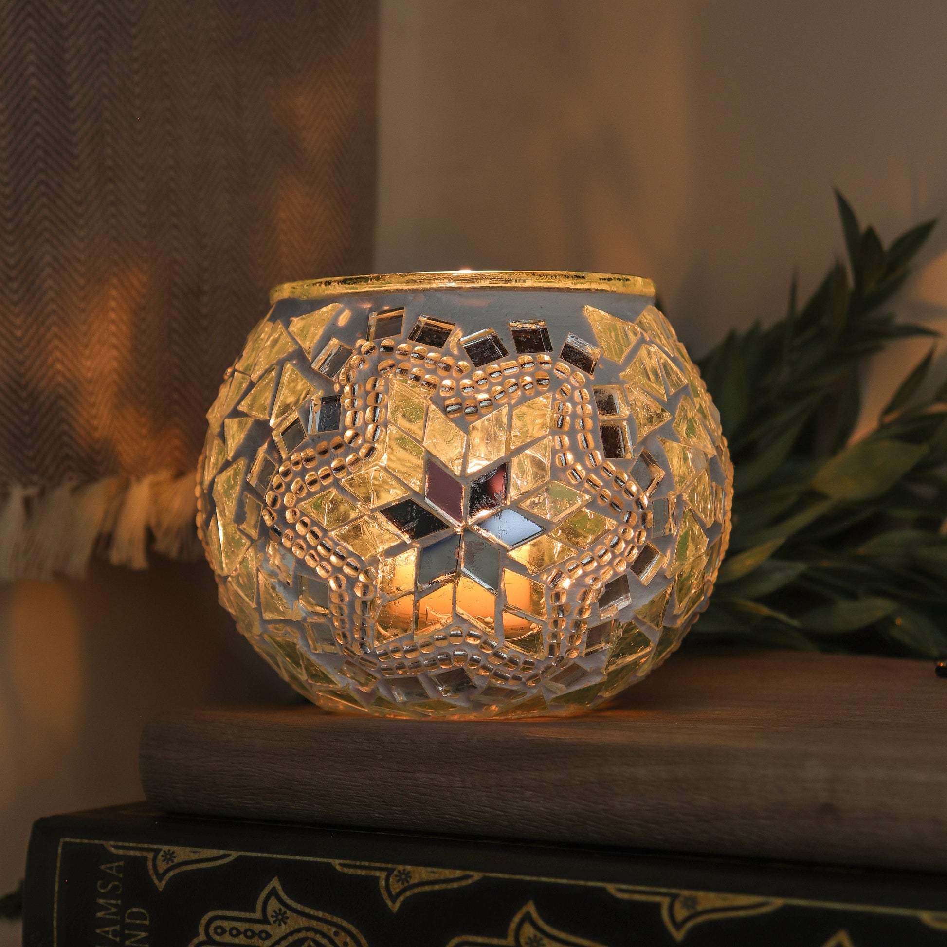 Hand Made Mosaic Glass Candle Holder from Turkey, Bohemian, Boho Chic, Hippie Aesthetic, Unique Mosaic Home Decor