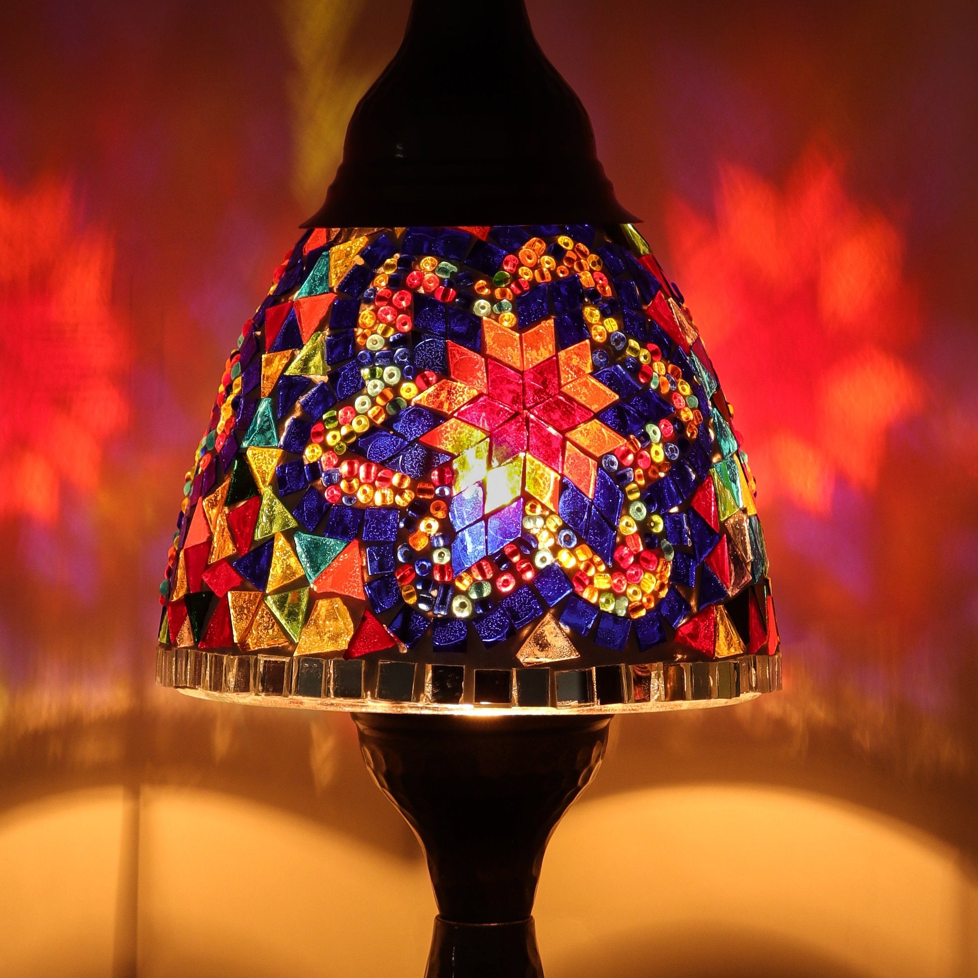 Hand Made Mosaic Glass Lamp from Turkey, Bohemian, Bedside Table Lamp, Boho Chic, Hippie Aesthetic, Unique Home Decor, Color Variations