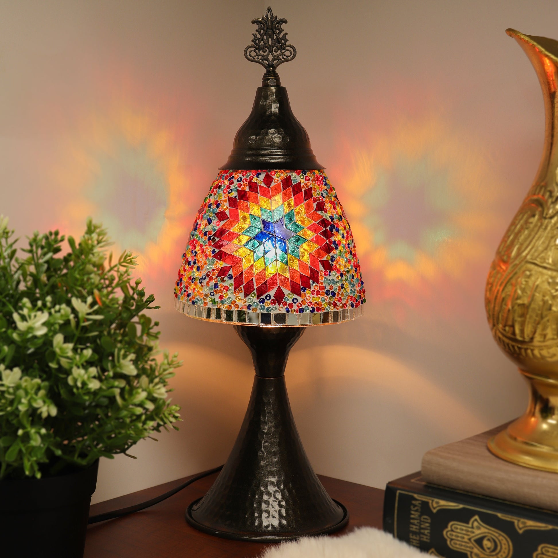 Hand Made Mosaic Glass Lamp from Turkey, Bohemian, Bedside Table Lamp, Boho Chic, Hippie Aesthetic, Unique Home Decor, Color Variations