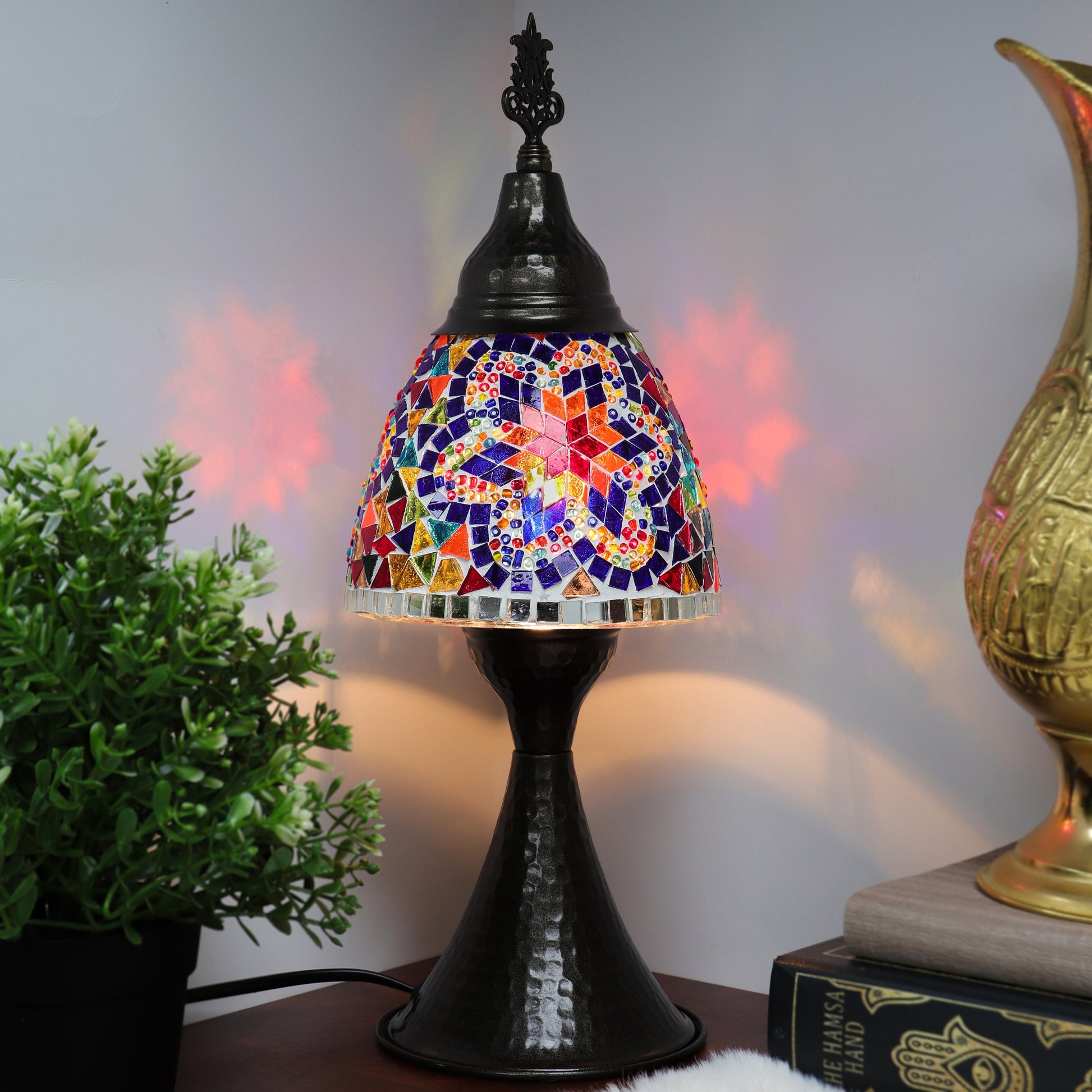 Hand Made Mosaic Glass Lamp from Turkey, Bohemian, Bedside Table Lamp, Boho Chic, Hippie Aesthetic, Unique Home Decor, Color Variations