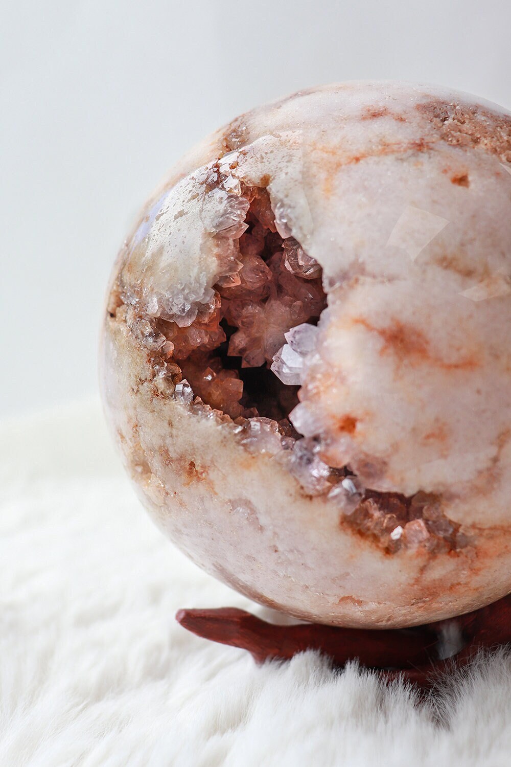 Pink Amethyst Sphere with Wooden Stand | Pink Amethyst Crystal