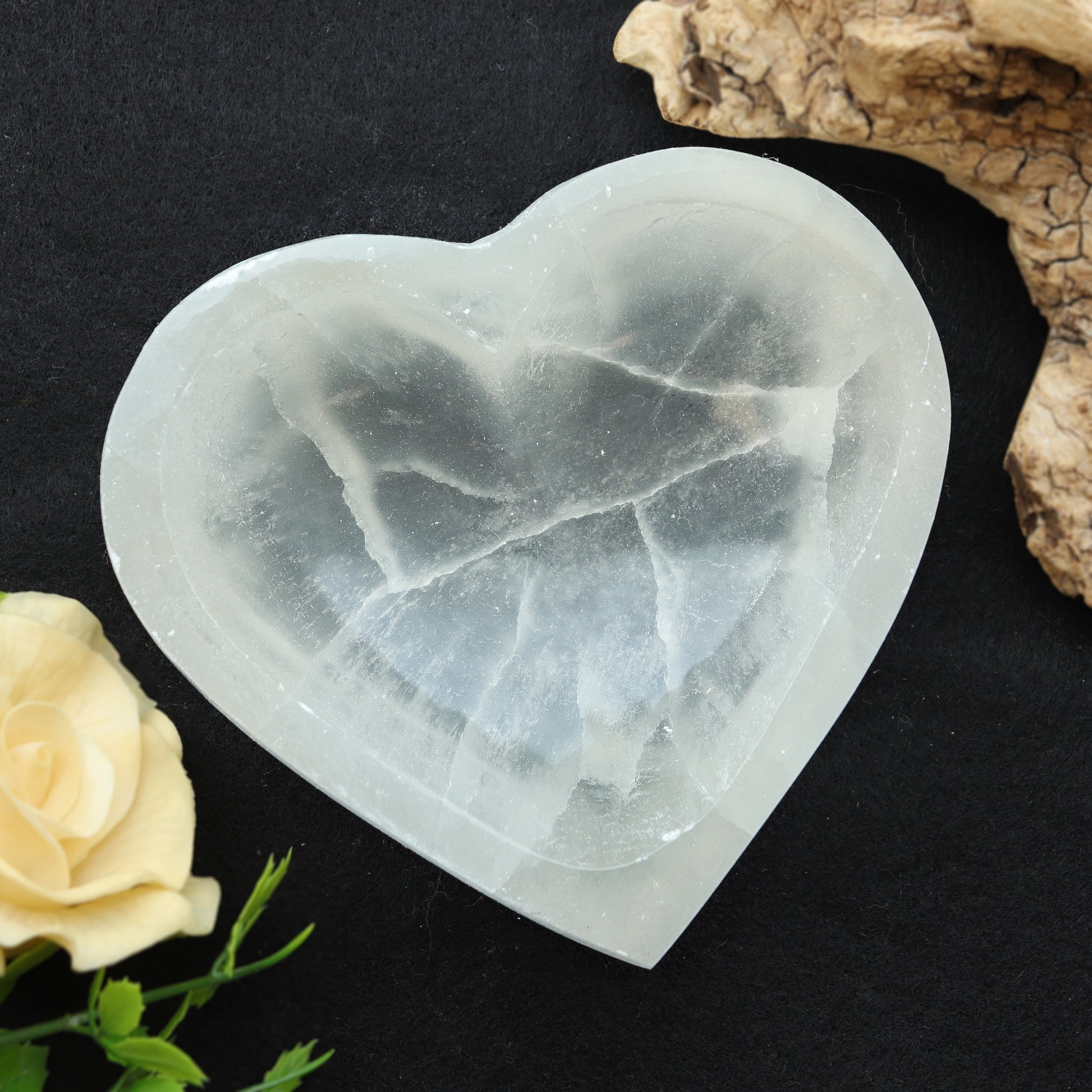 Selenite Heart Shaped Bowl for Charging Crystals and Table Decor