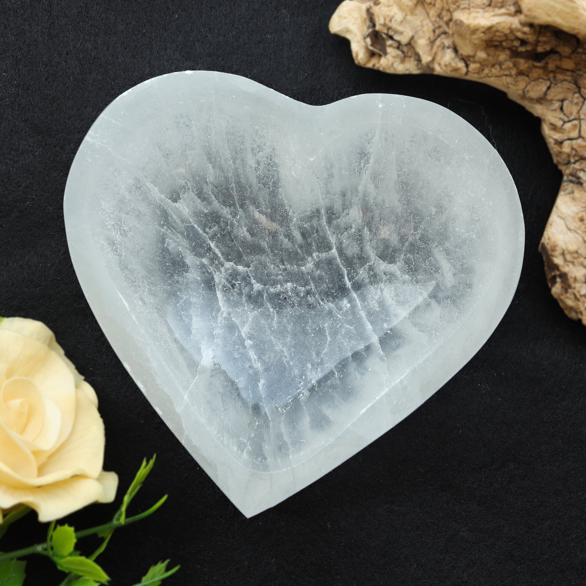 Selenite Heart Shaped Bowl for Charging Crystals and Table Decor