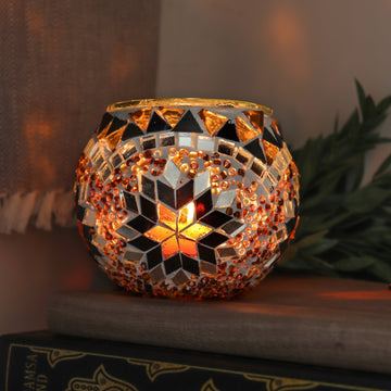 Hand Made Mosaic Glass Candle Holder from Turkey, Bohemian, Boho Chic, Hippie Aesthetic, Unique Mosaic Home Decor