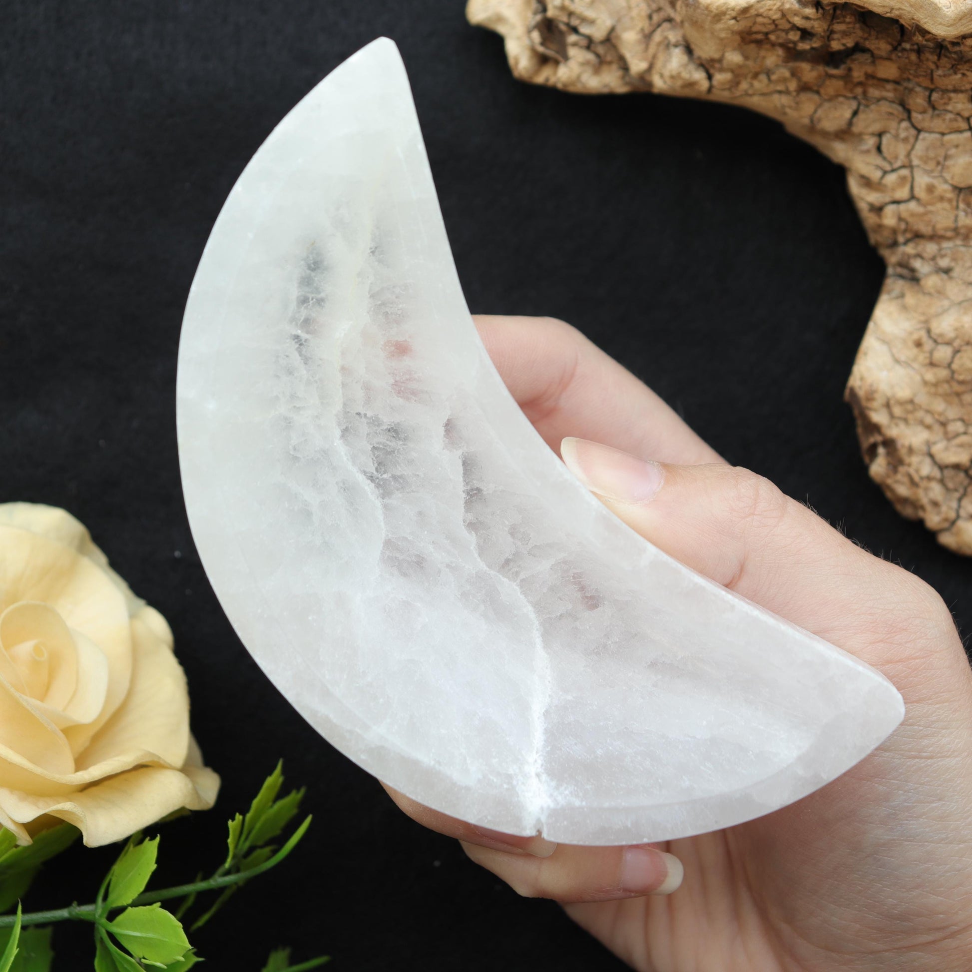 Selenite Half Moon Offering Bowl | Natural Selenite | Cleansing Selenite