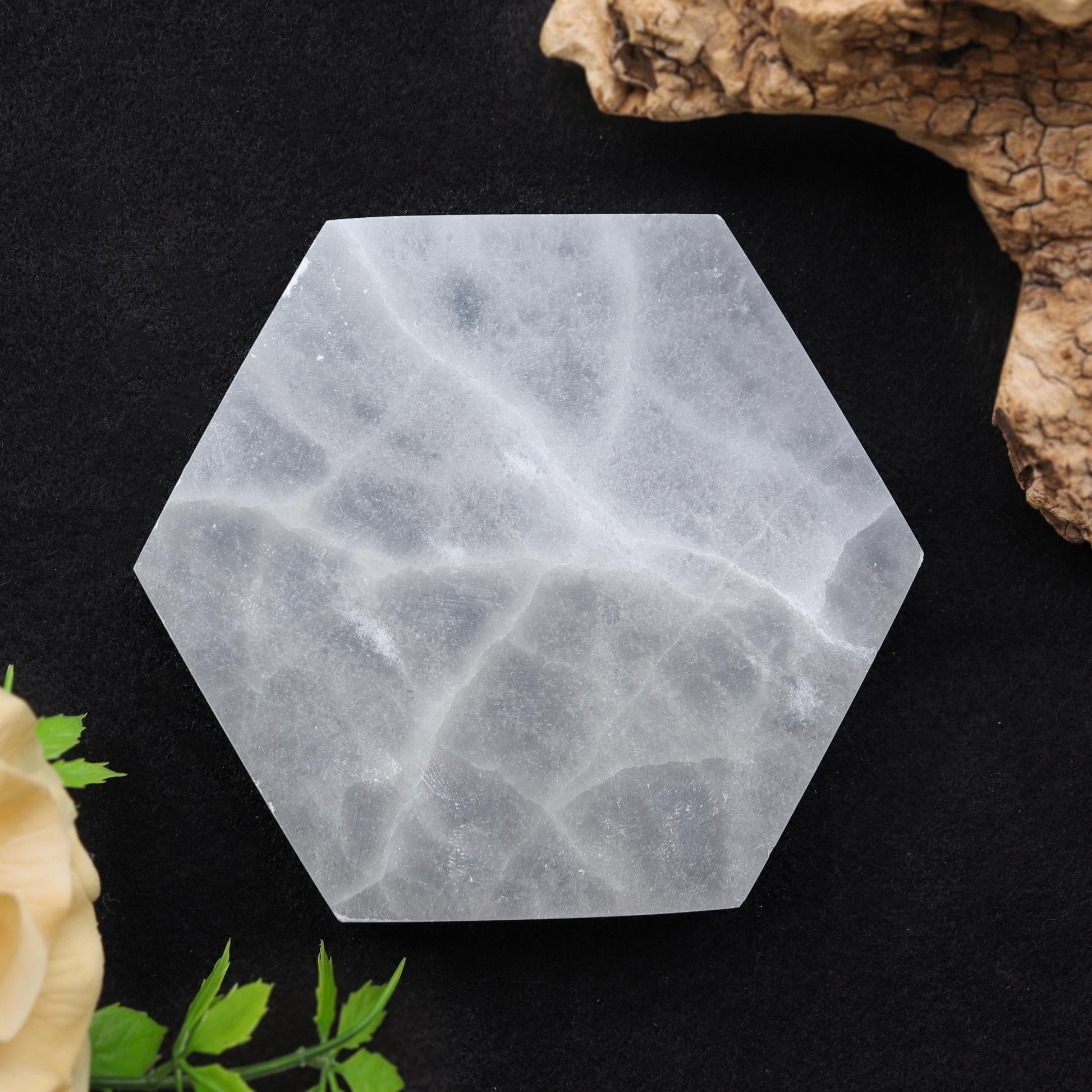 Selenite Hexagon Charging Plate for Charging, Cleansing, Crown Chakra - Selenite Plate