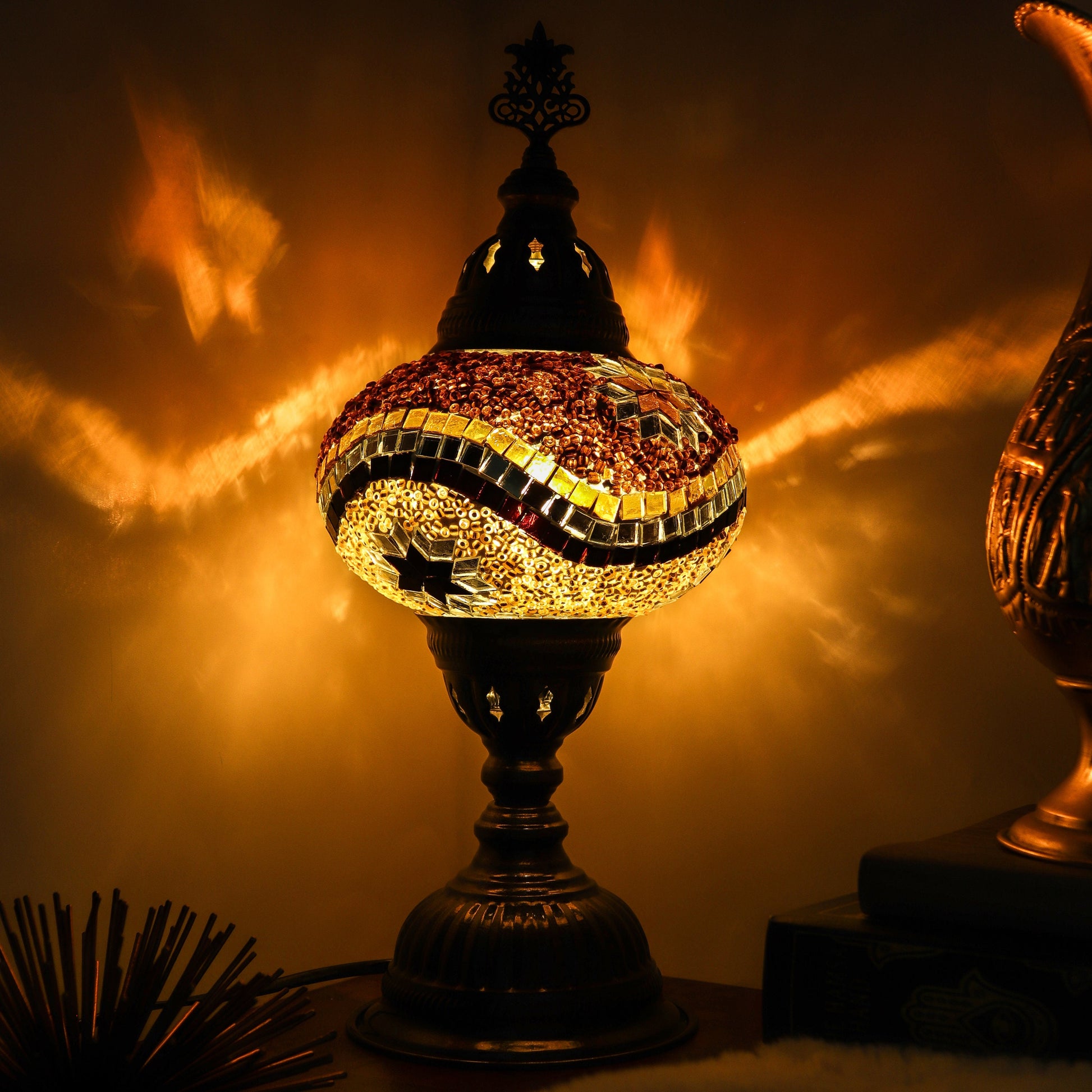 Hand Made Mosaic Glass Lamp from Turkey, Bohemian, Table Lamp, Boho, Shabby Chic Decor, Unique Mosaic Home Decor, Color Variations