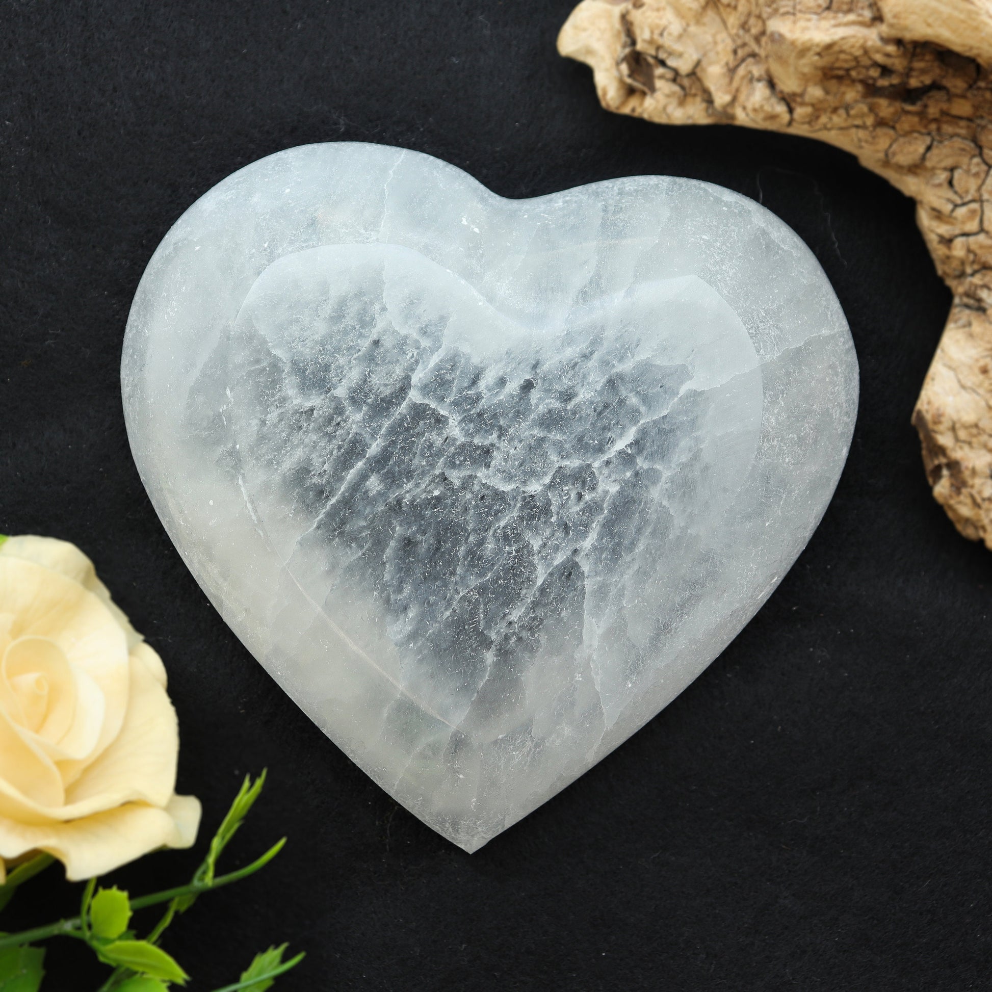 Selenite Heart Shaped Bowl for Charging Crystals and Table Decor