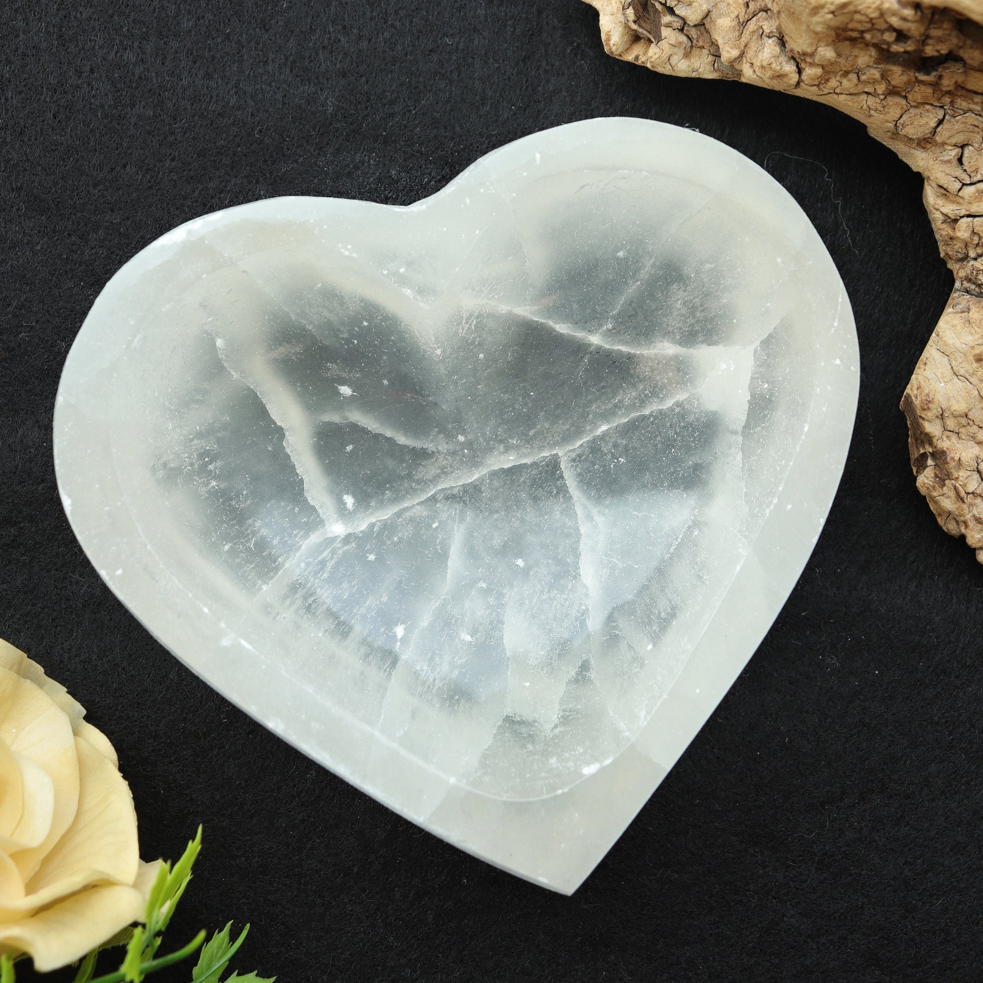 Selenite Heart Shaped Bowl for Charging Crystals and Table Decor