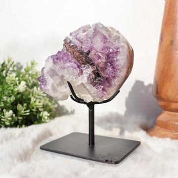 Amethyst with Black Crystal Inclusions, One of a Kind Crystal Specimen, Boho Chic Home Decor, Ethically Sourced
