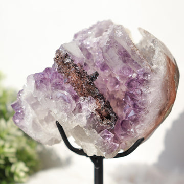Amethyst with Black Crystal Inclusions, One of a Kind Crystal Specimen, Boho Chic Home Decor, Ethically Sourced