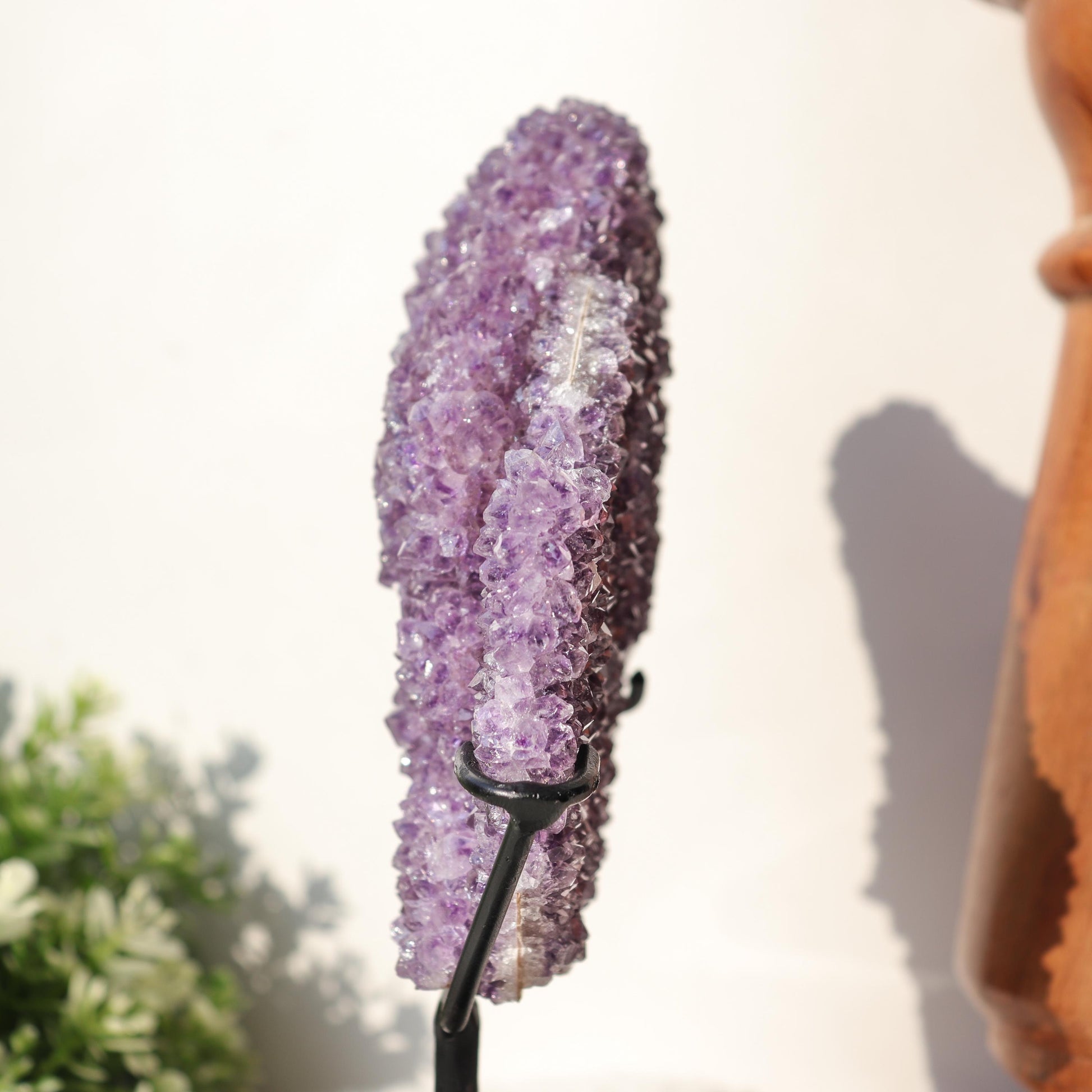 Amethyst on Black Metal Stand, One of a Kind Crystal Specimen, Spiritual Home Decor, Ethically Sourced