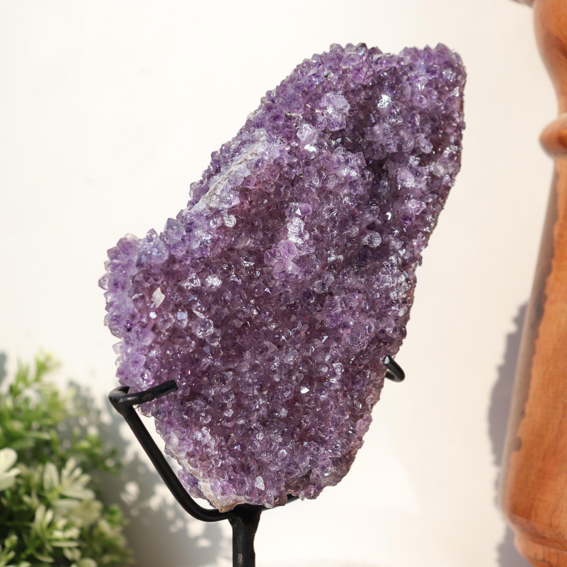 Amethyst on Black Metal Stand, One of a Kind Crystal Specimen, Spiritual Home Decor, Ethically Sourced
