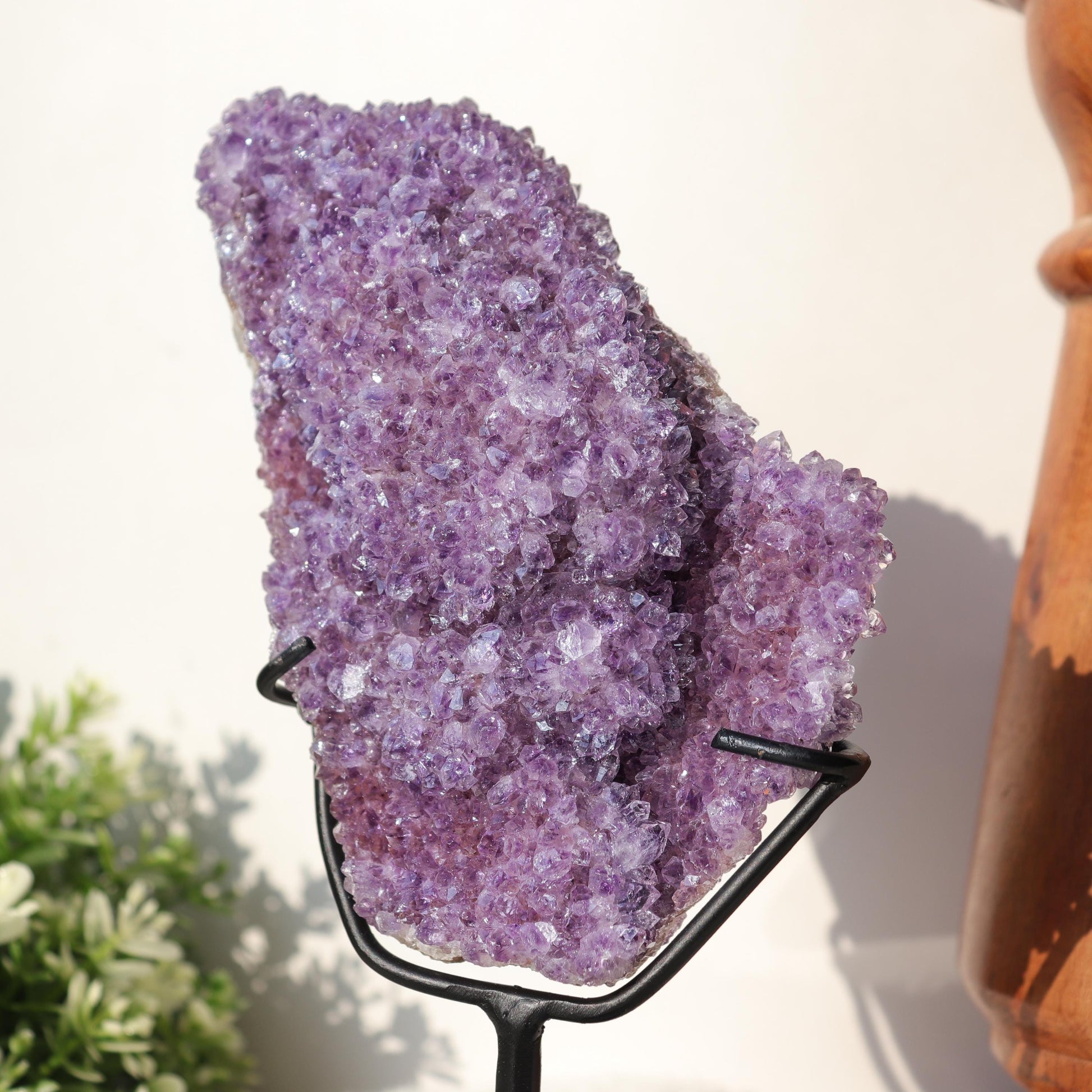 Amethyst on Black Metal Stand, One of a Kind Crystal Specimen, Spiritual Home Decor, Ethically Sourced