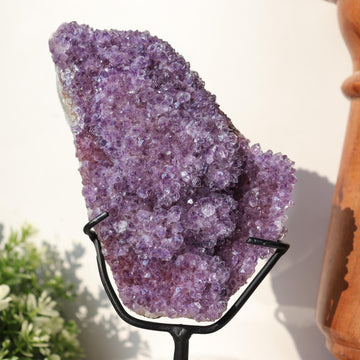 Amethyst on Black Metal Stand, One of a Kind Crystal Specimen, Spiritual Home Decor, Ethically Sourced