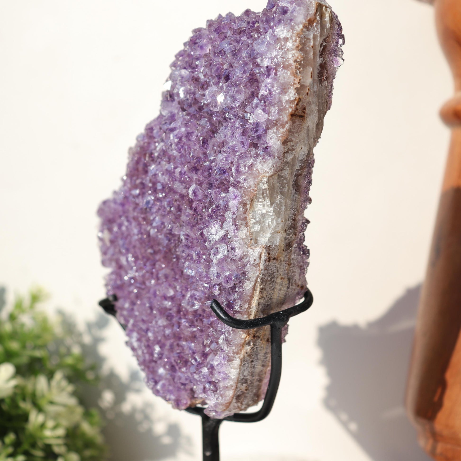 Amethyst on Black Metal Stand, One of a Kind Crystal Specimen, Spiritual Home Decor, Ethically Sourced