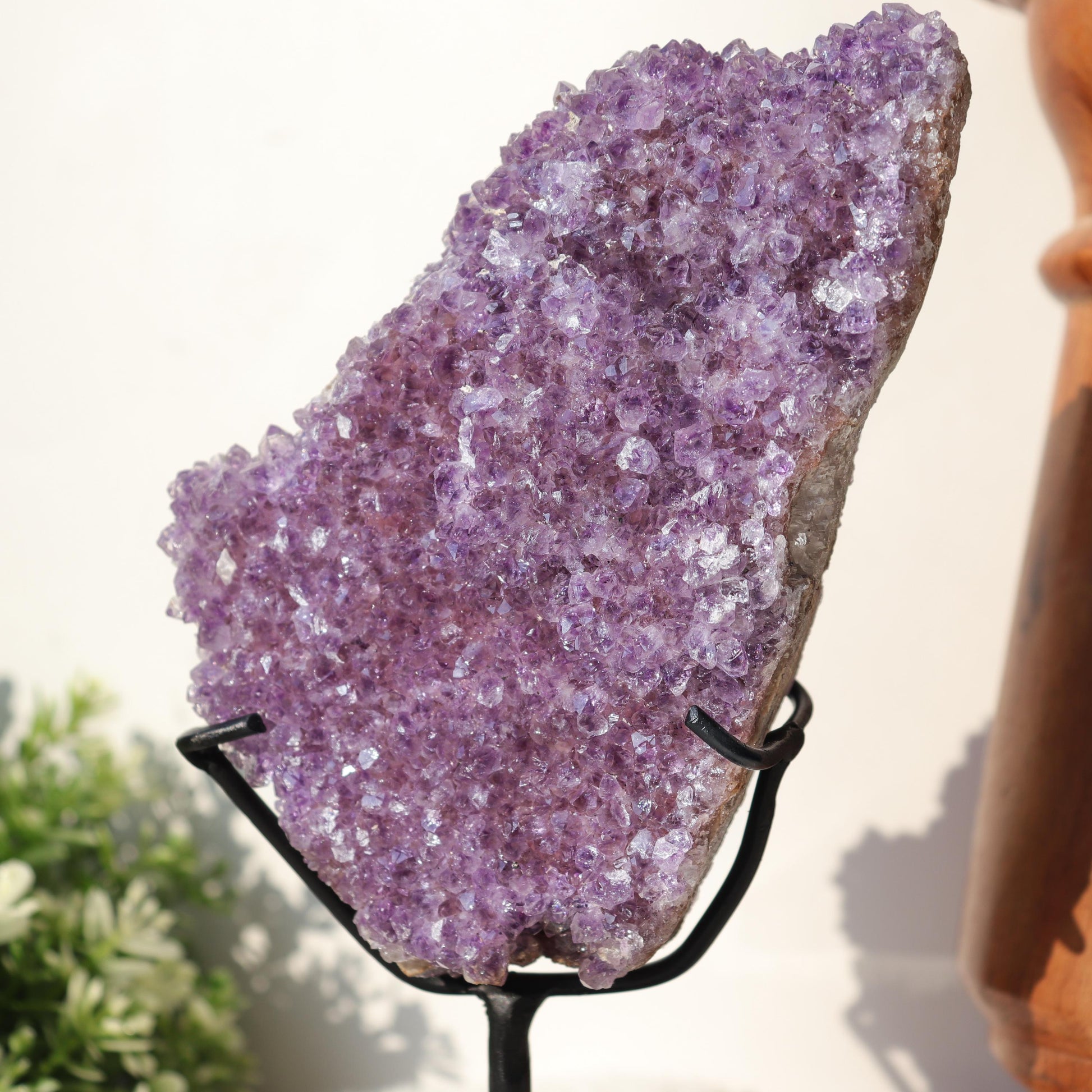 Amethyst on Black Metal Stand, One of a Kind Crystal Specimen, Spiritual Home Decor, Ethically Sourced